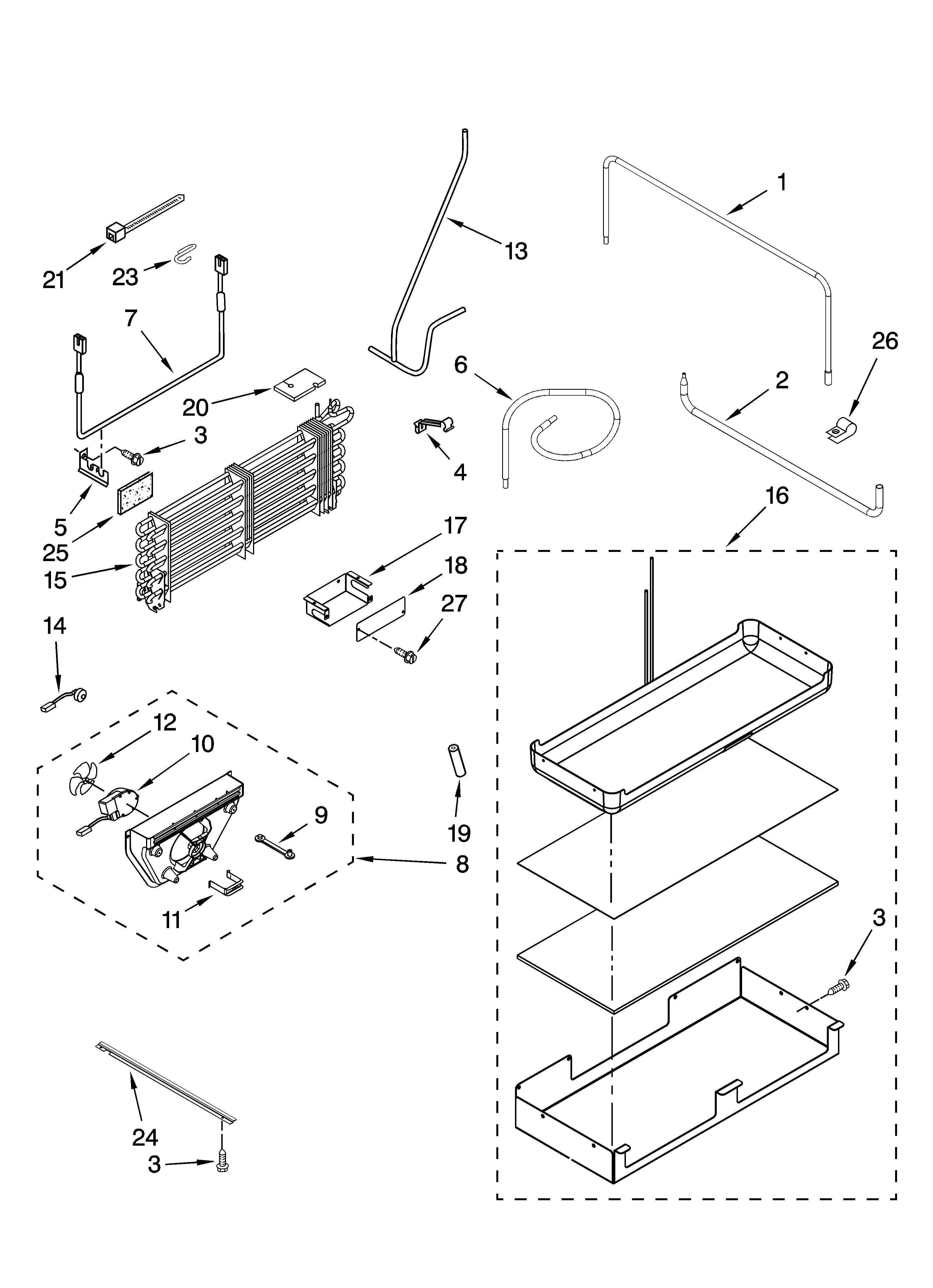 Jenn-Air JF42CXFXDB01 lower unit and tube parts diagram