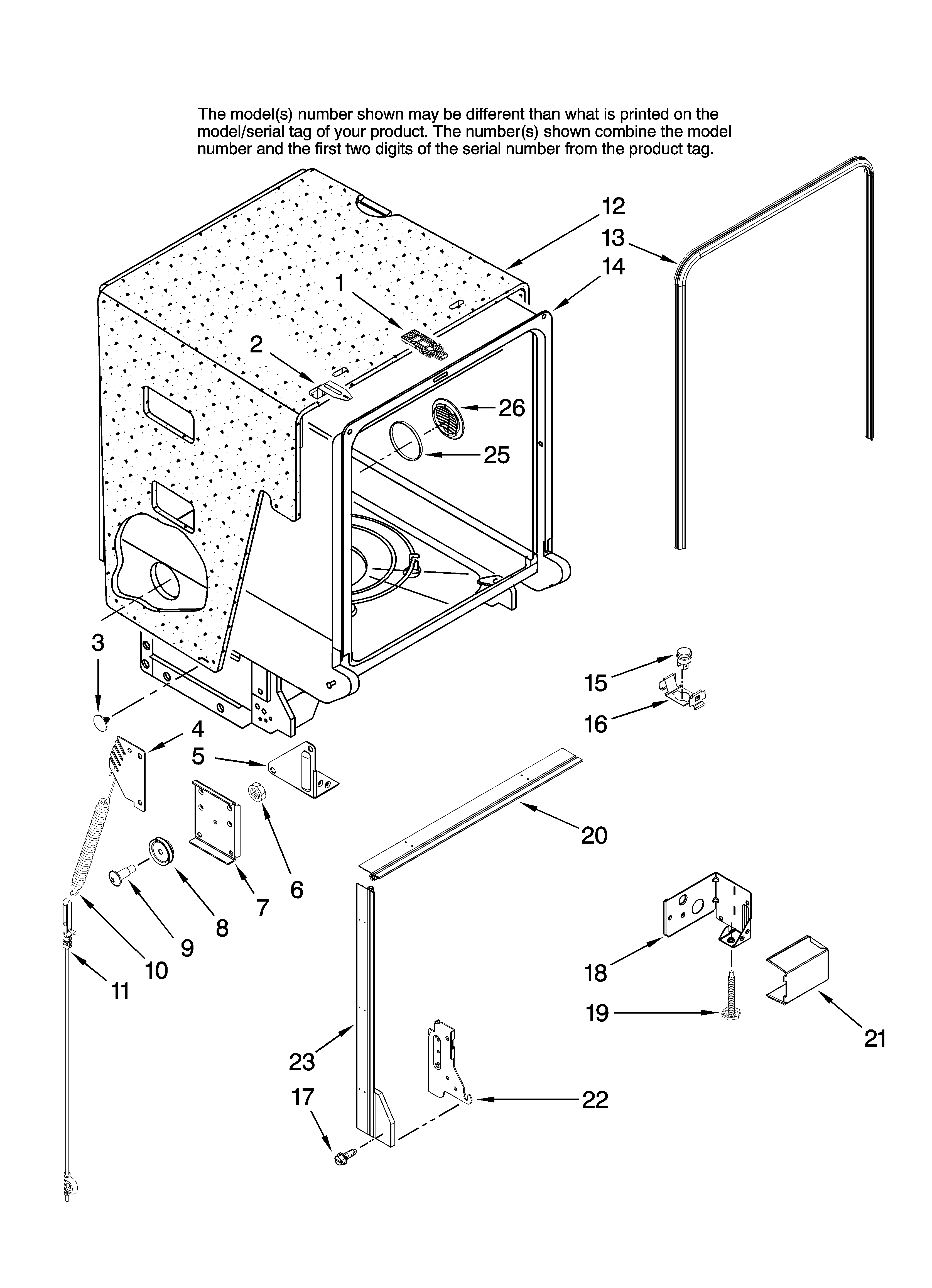 Maytag MDB5651AWB40 tub and frame parts diagram