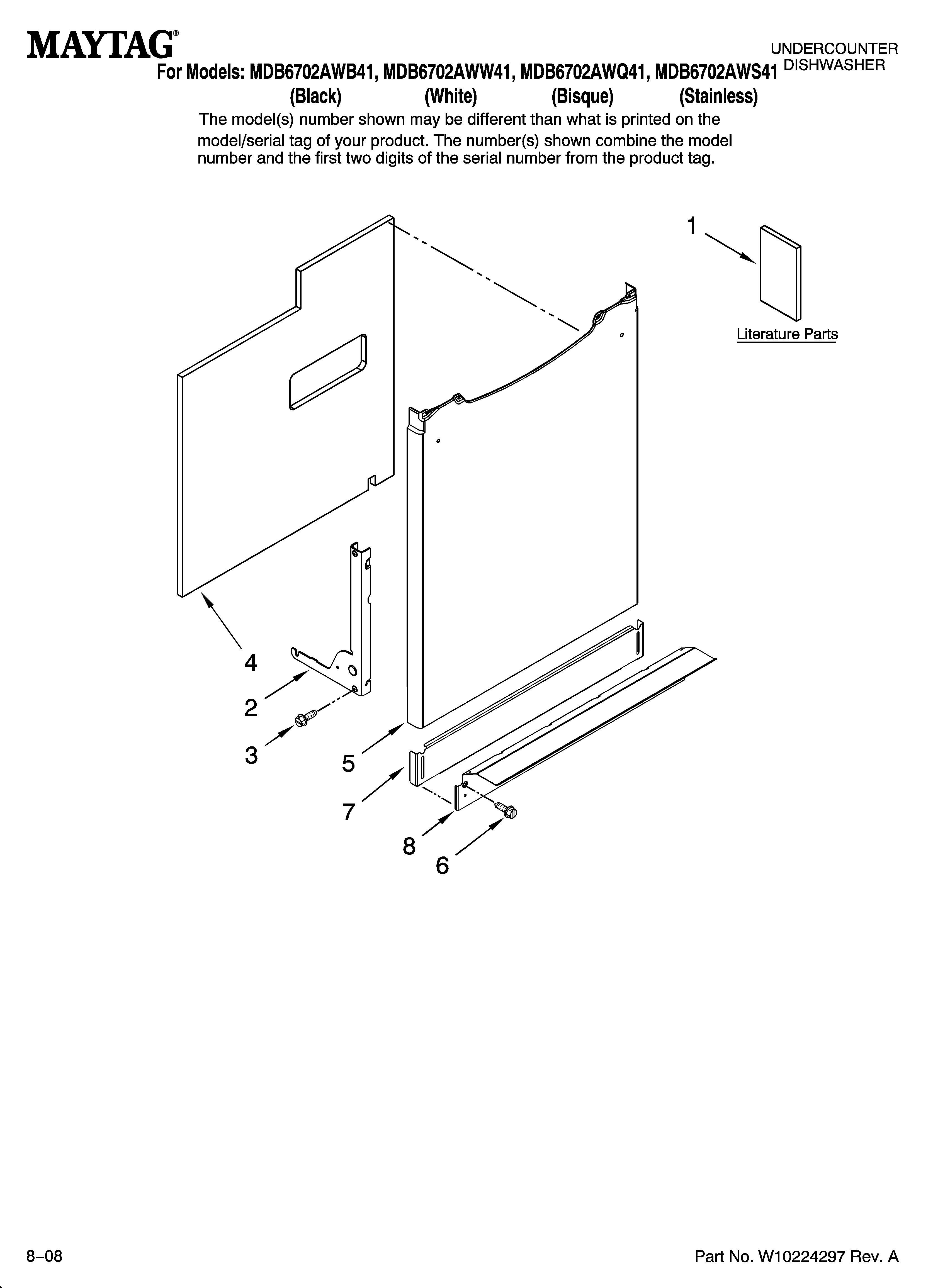 Maytag MDB6702AWQ41 door and panel parts diagram