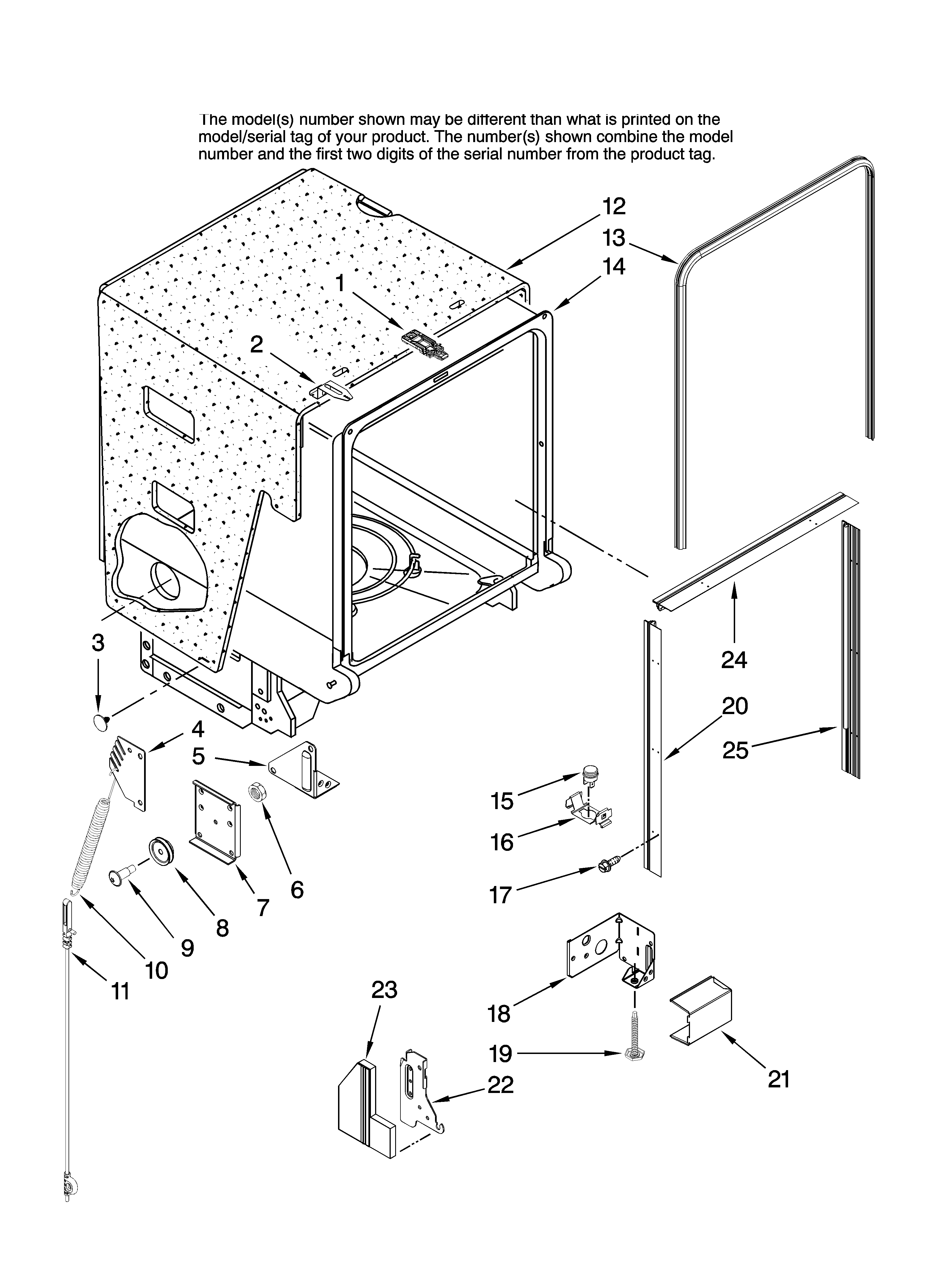 Maytag MDB6702AWQ41 tub and frame parts diagram