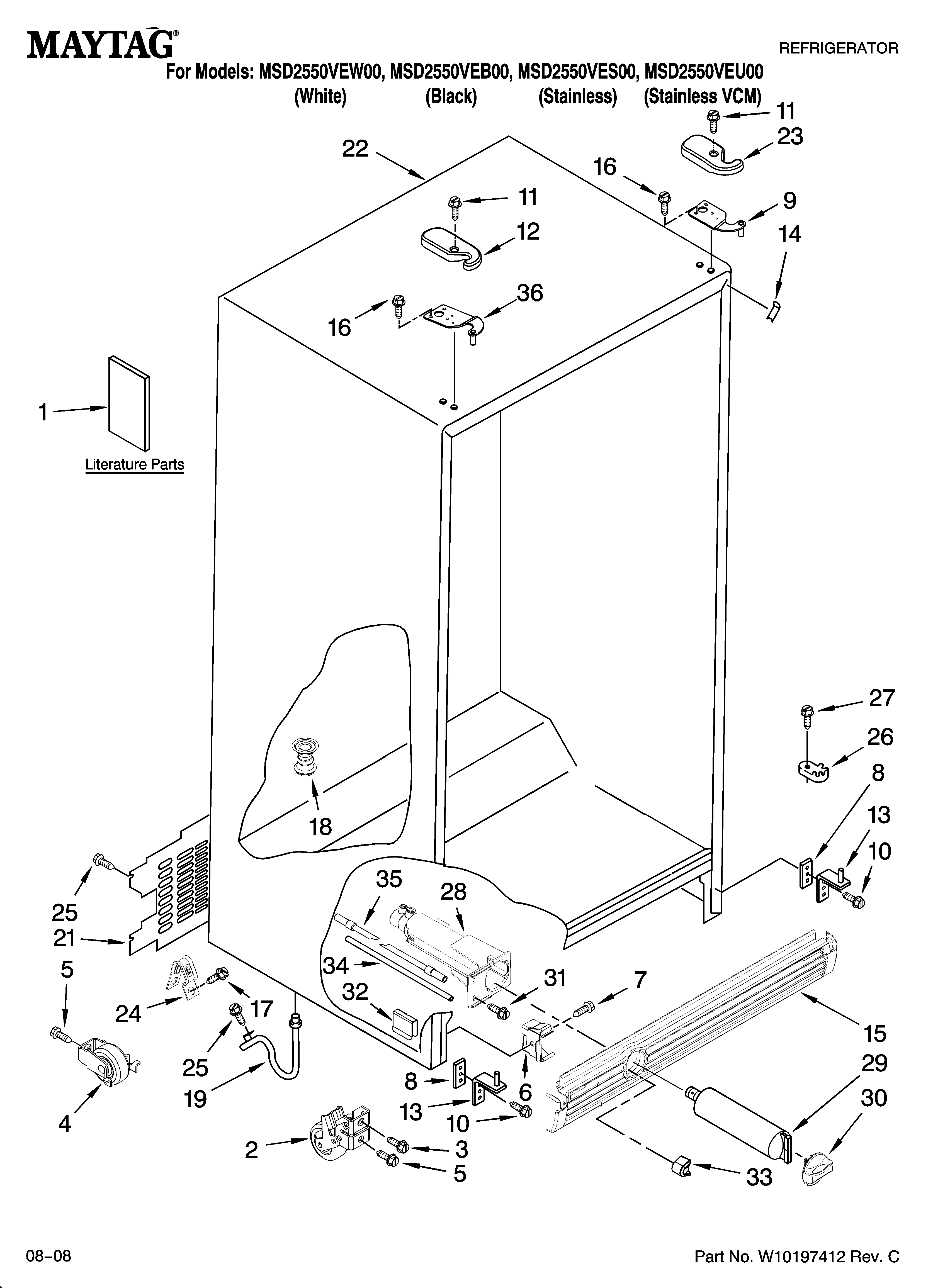 Maytag MSD2550VEW00 cabinet parts diagram