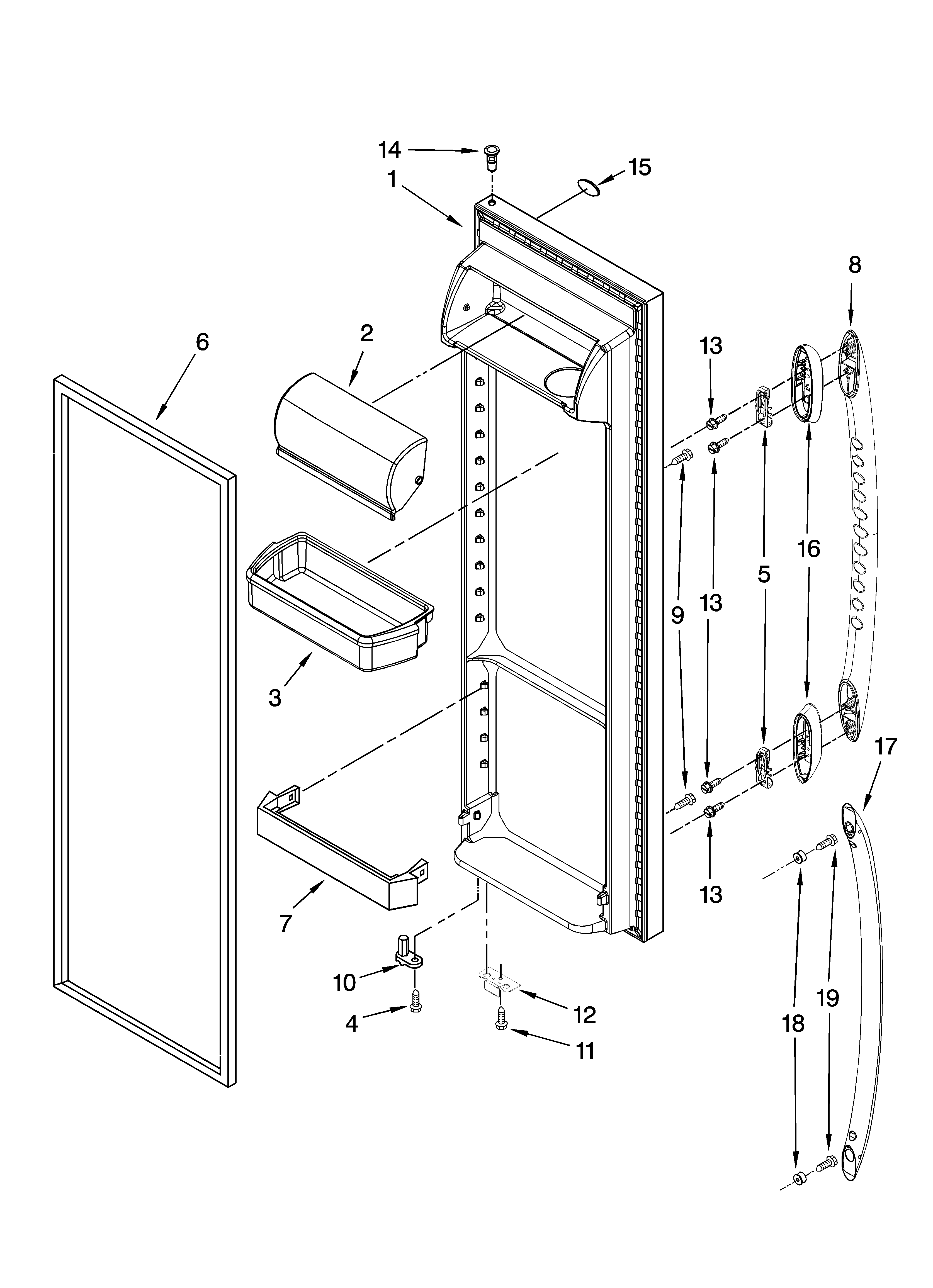 Maytag MSD2550VEW00 refrigerator door parts diagram
