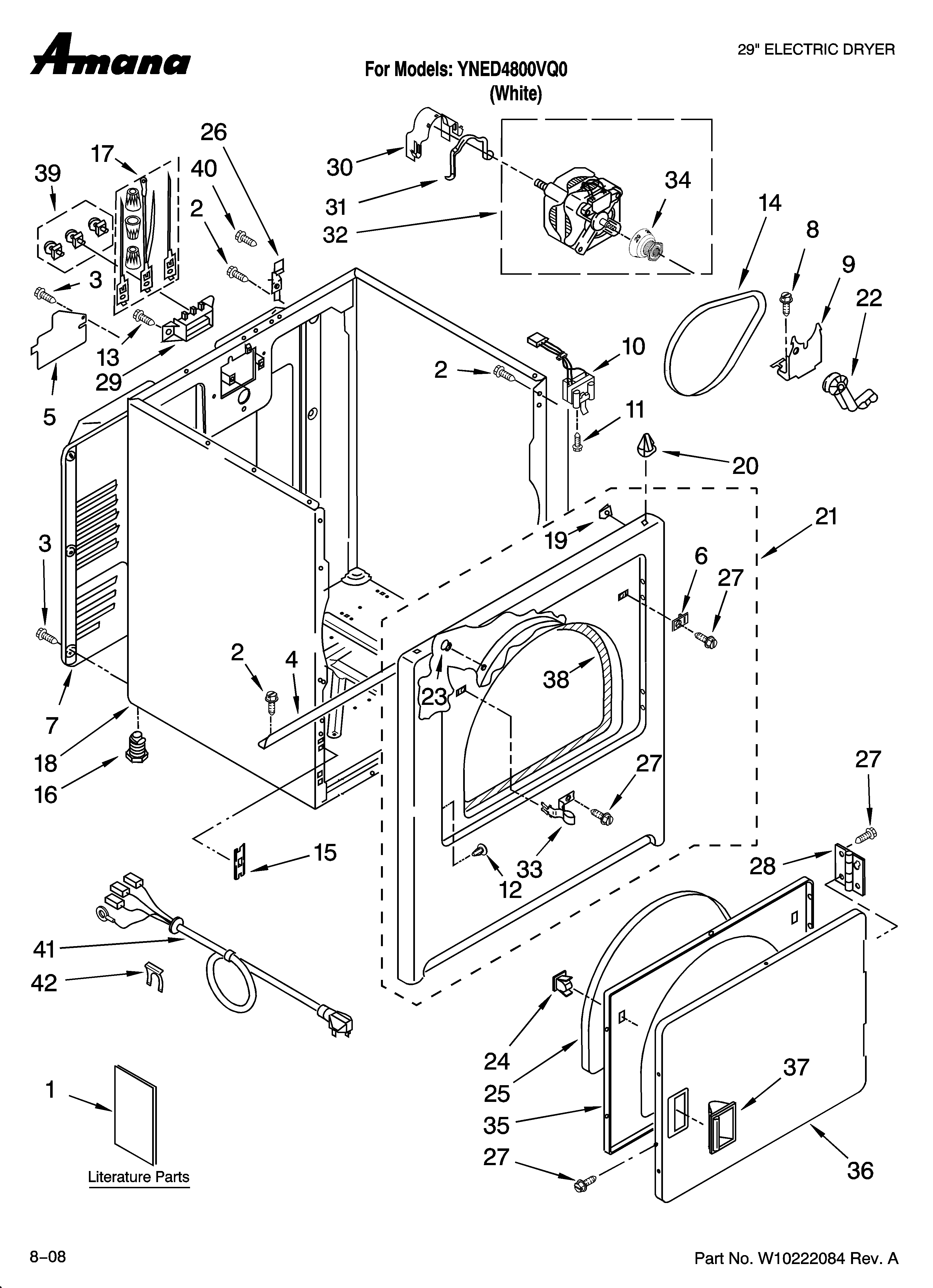 Amana YNED4800VQ0 cabinet parts diagram