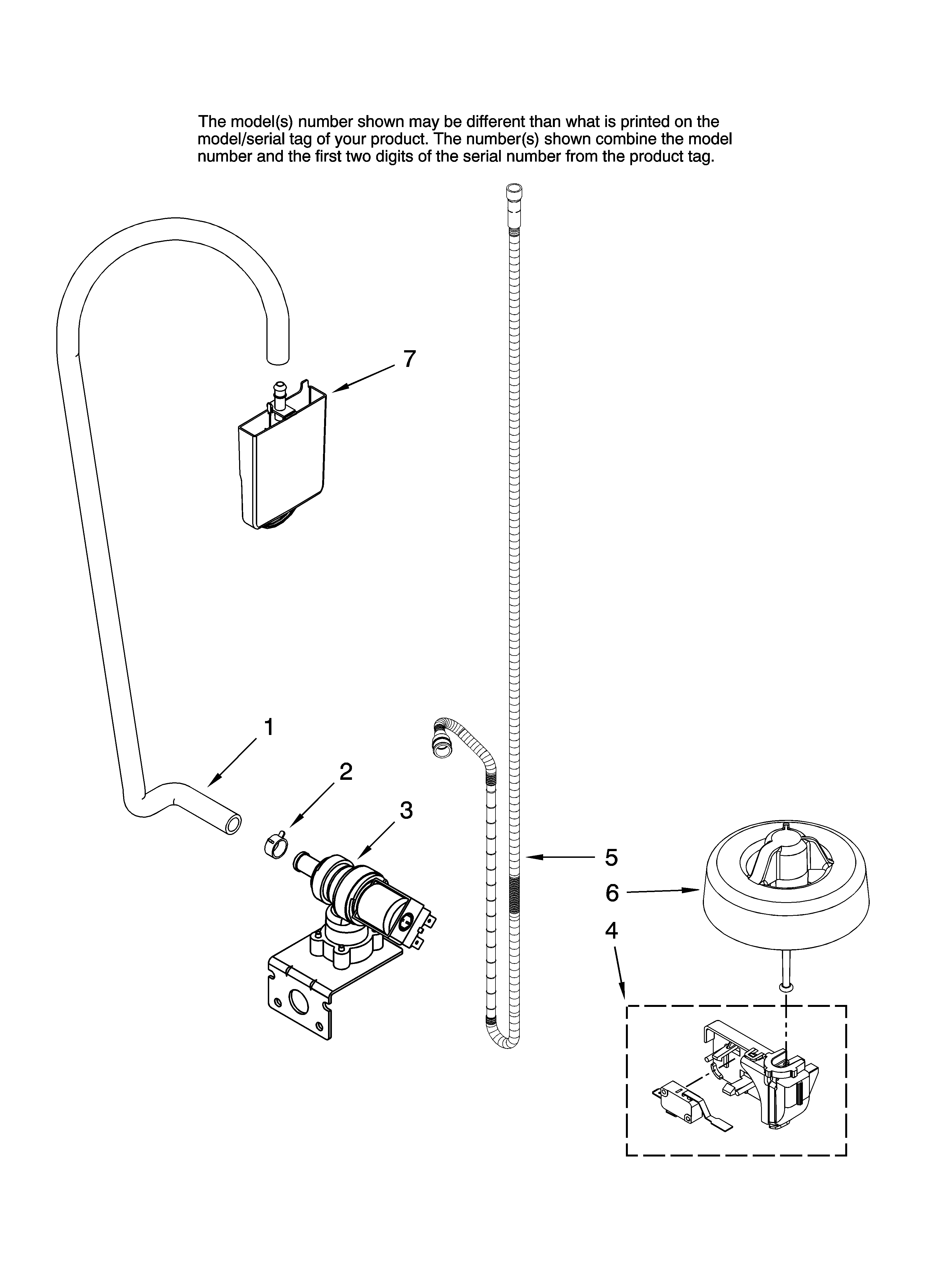 Amana ADB2500AWB46 fill and overfill parts diagram