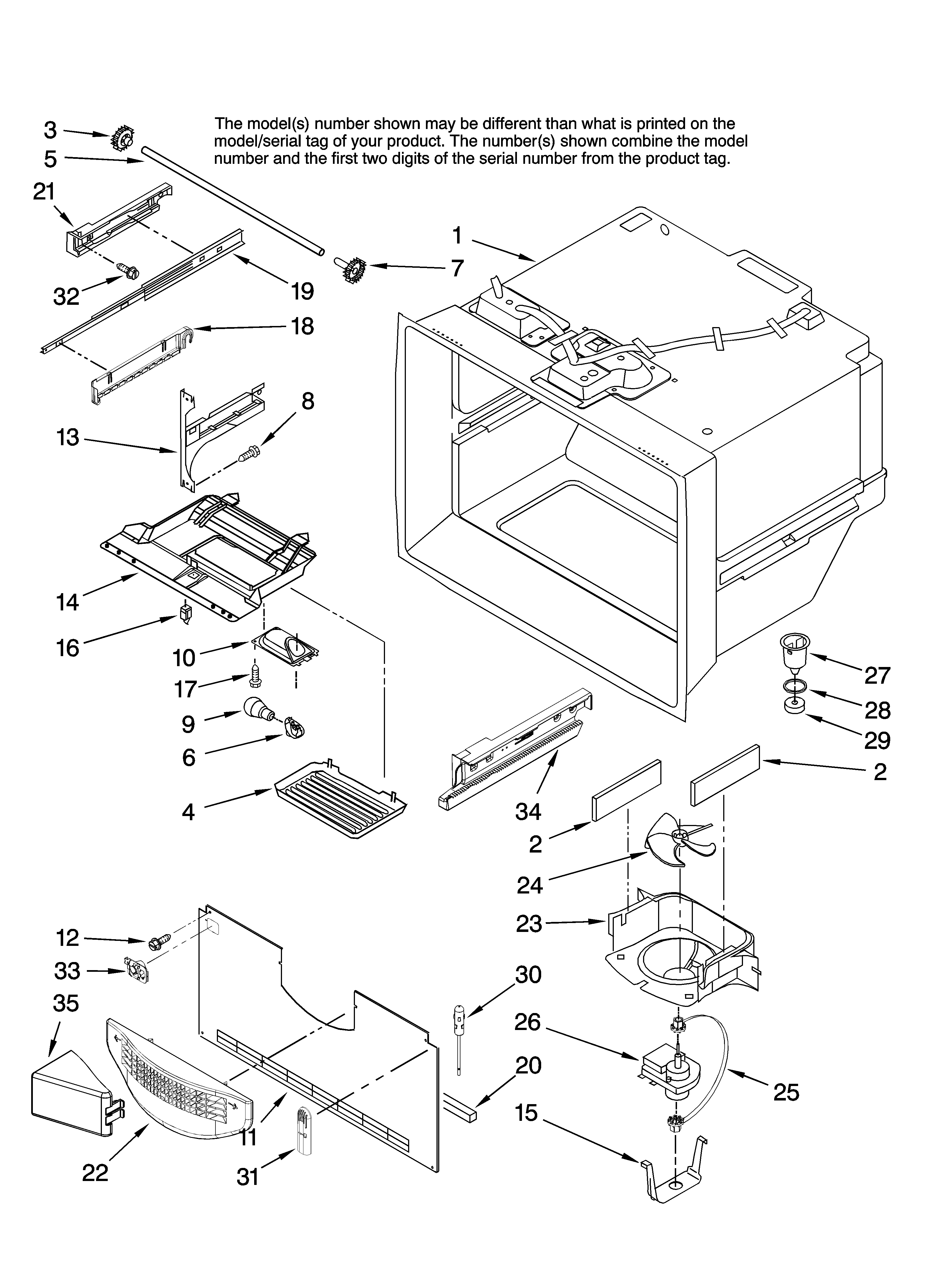 Jenn-Air JFC2290VTB10 freezer liner parts diagram