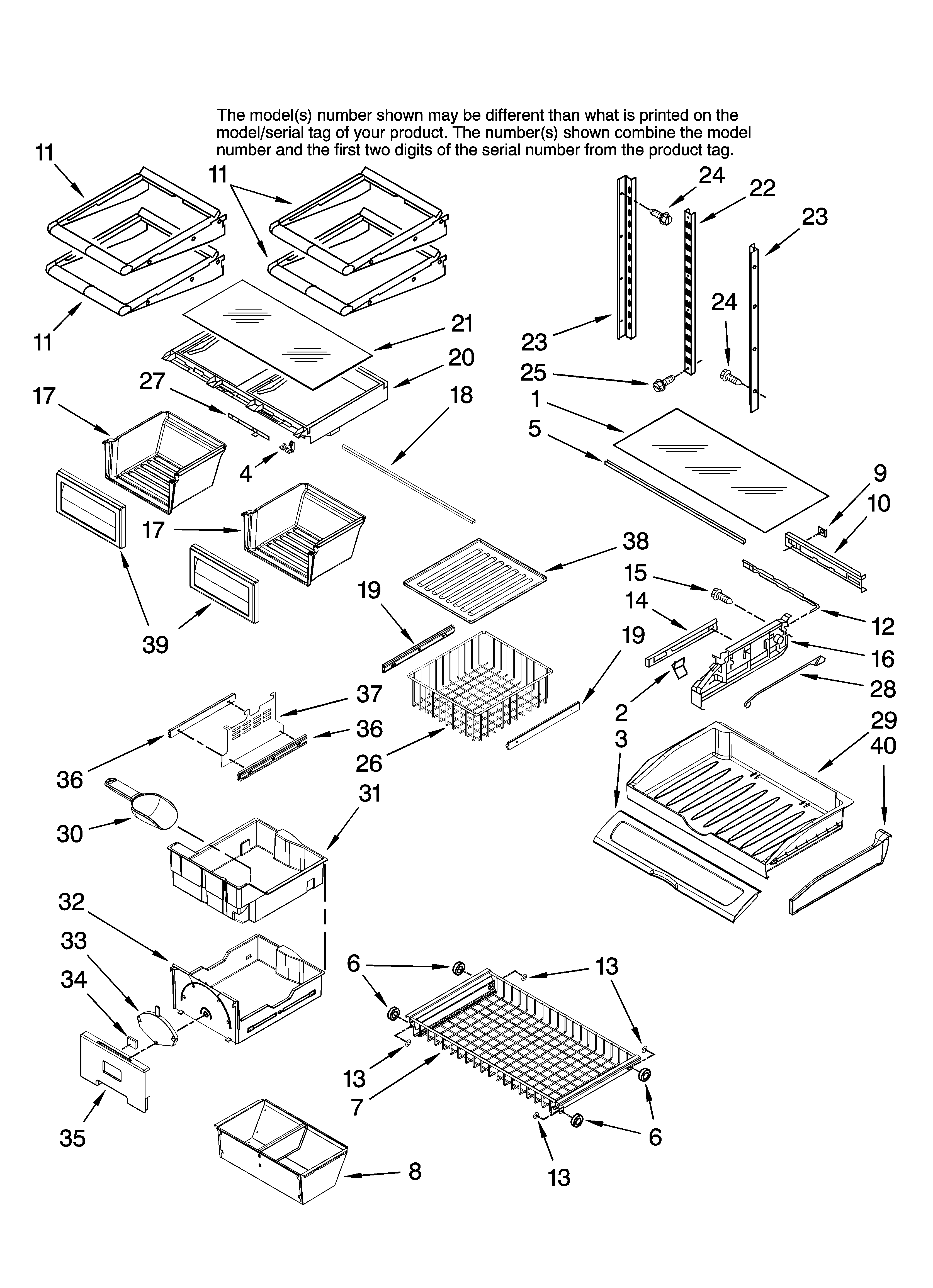 Jenn-Air JFC2290VTB10 shelf parts diagram