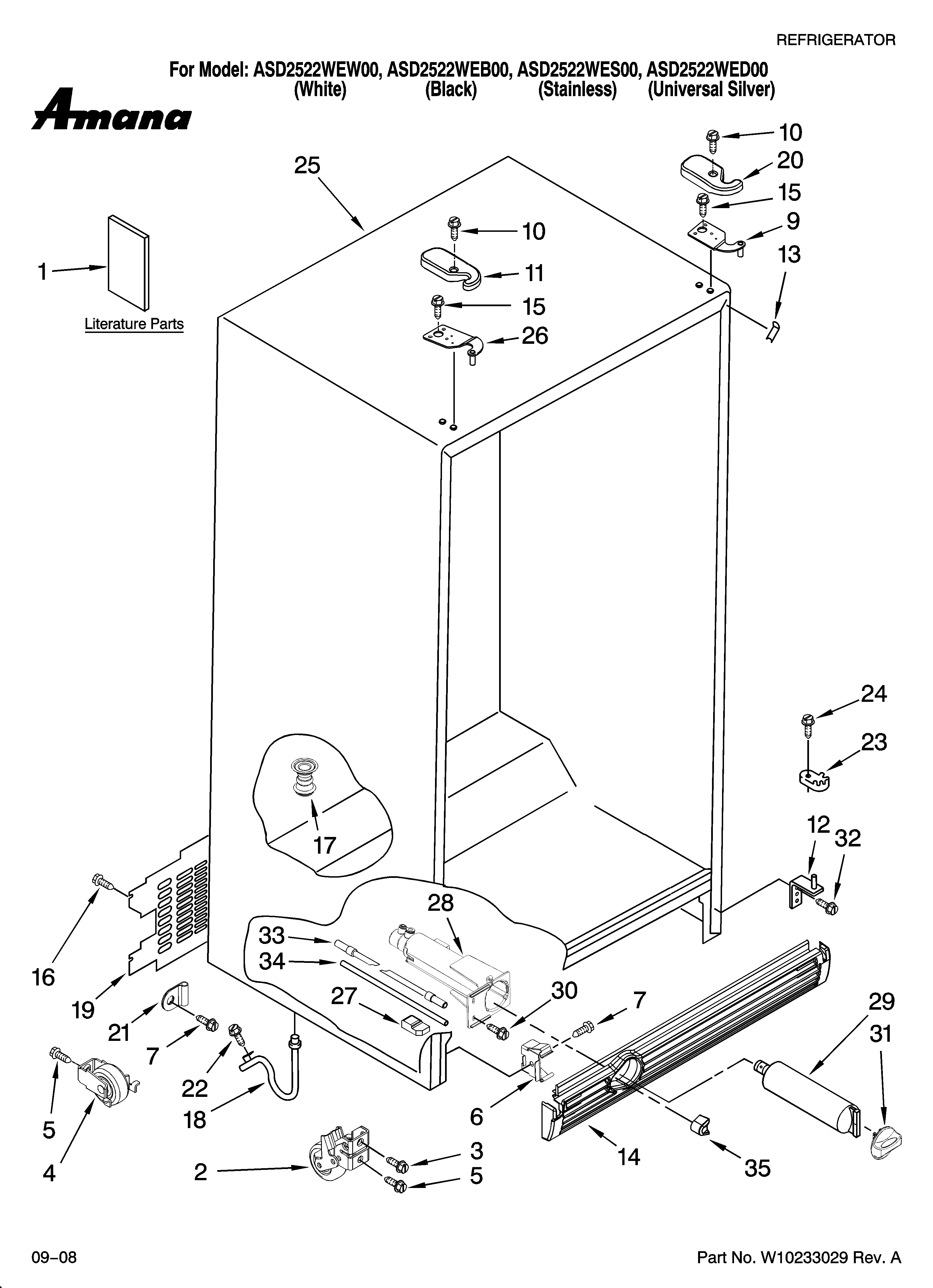 Amana ASD2522WEB00 cabinet parts diagram