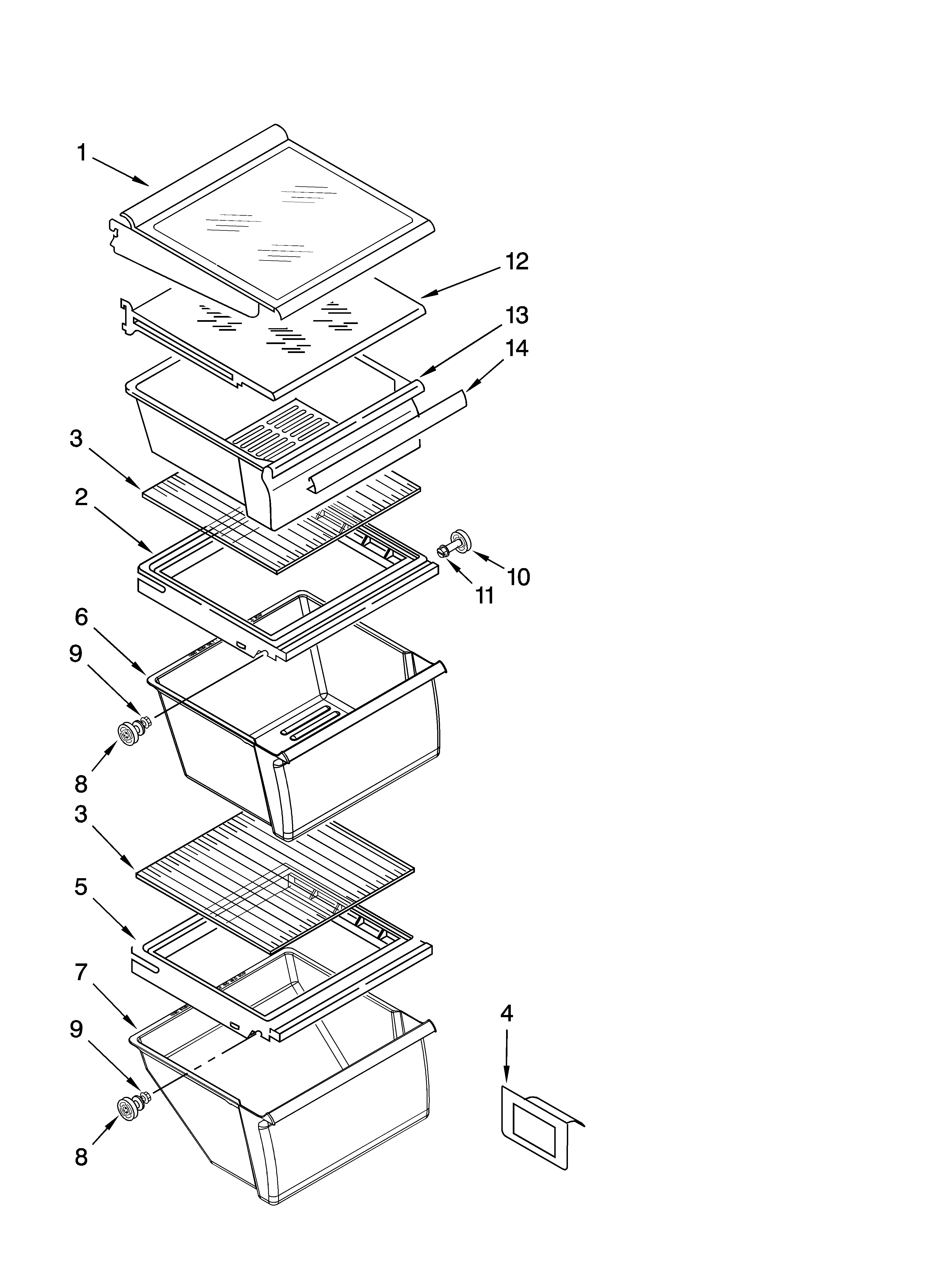 Amana ASD2522WEB00 refrigerator shelf parts diagram