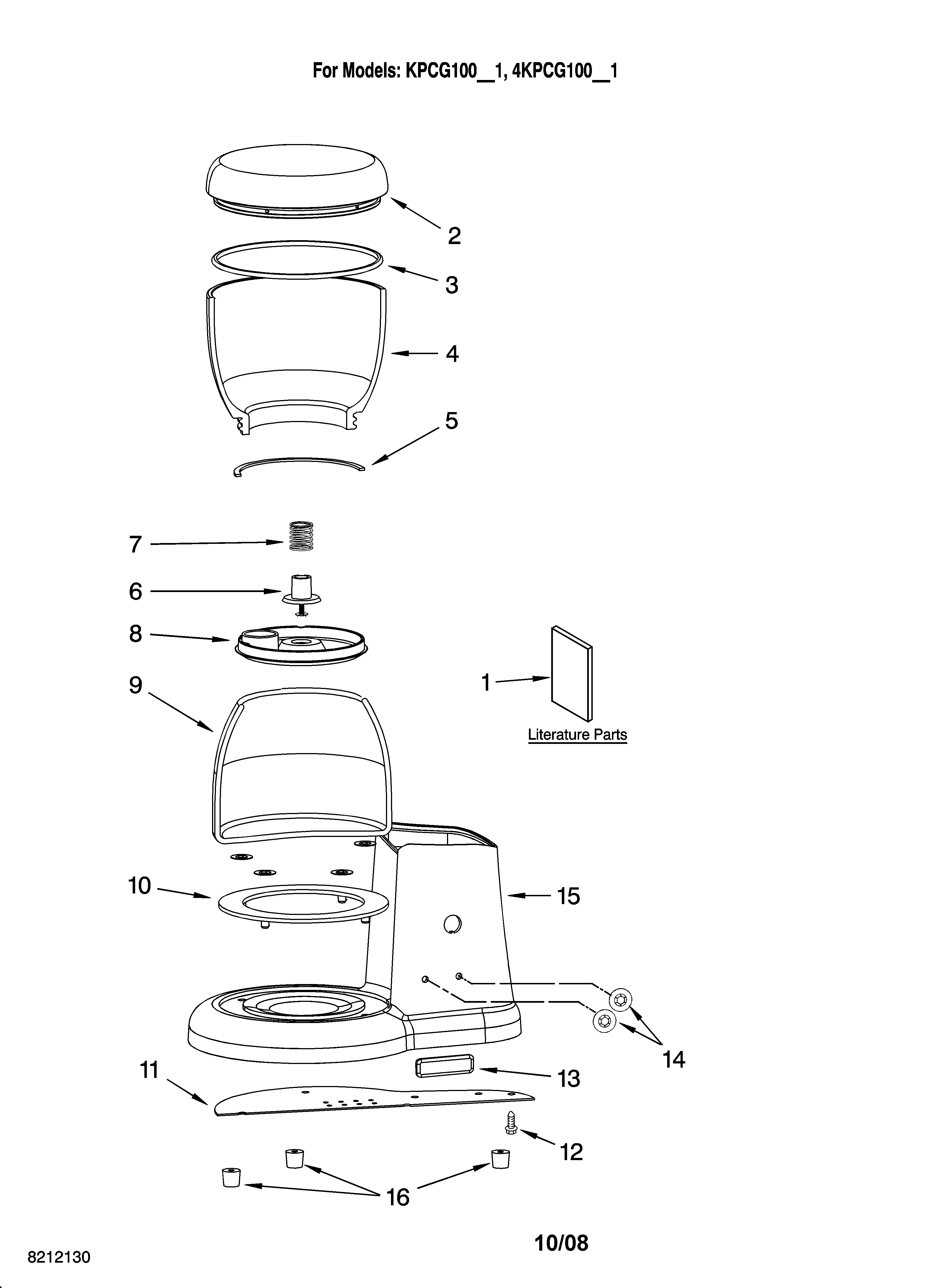 KitchenAid KPCG100OB1 pedestal jar assembly parts diagram
