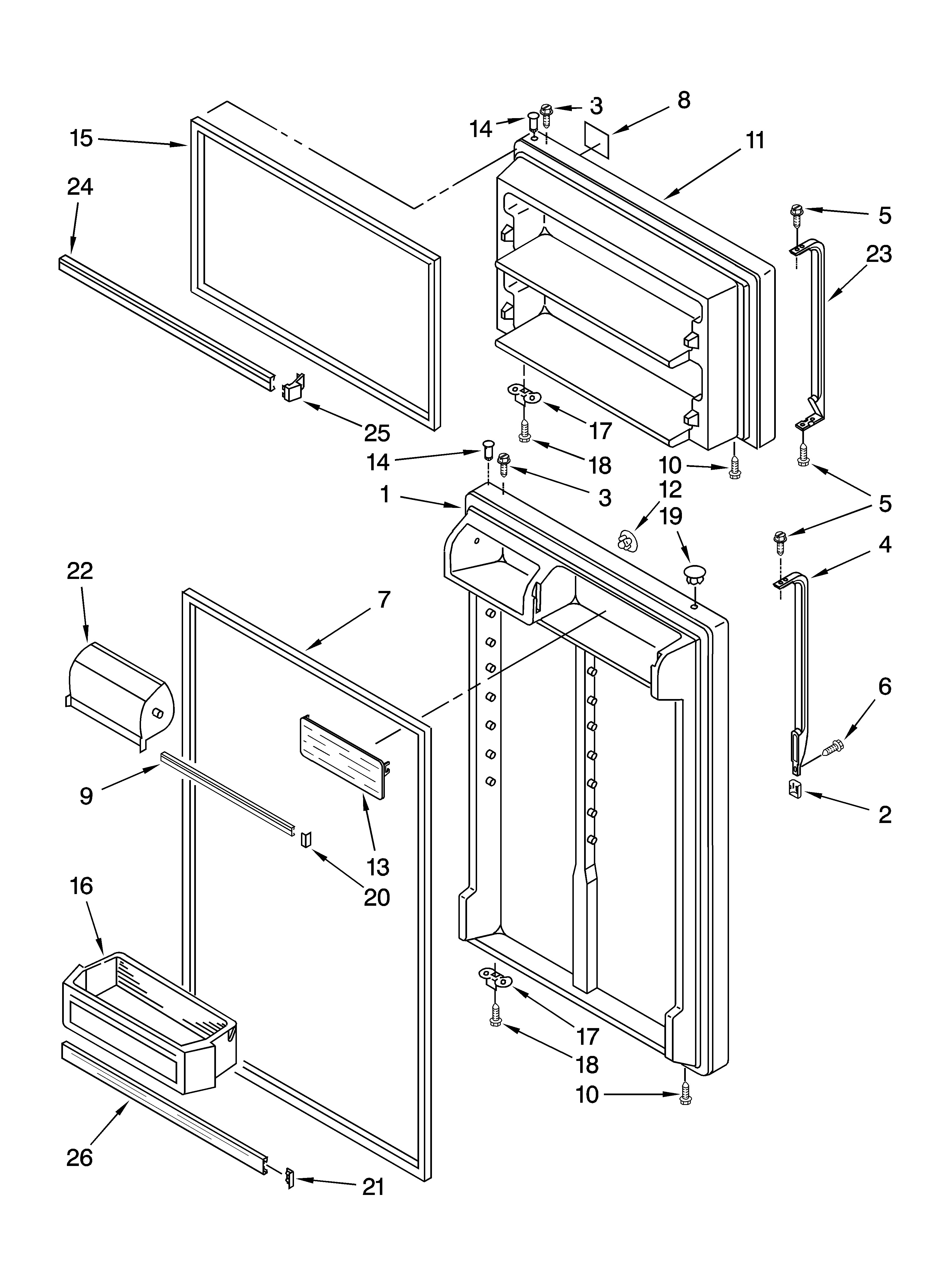 Whirlpool 8ET1FTKXKT07 door parts diagram