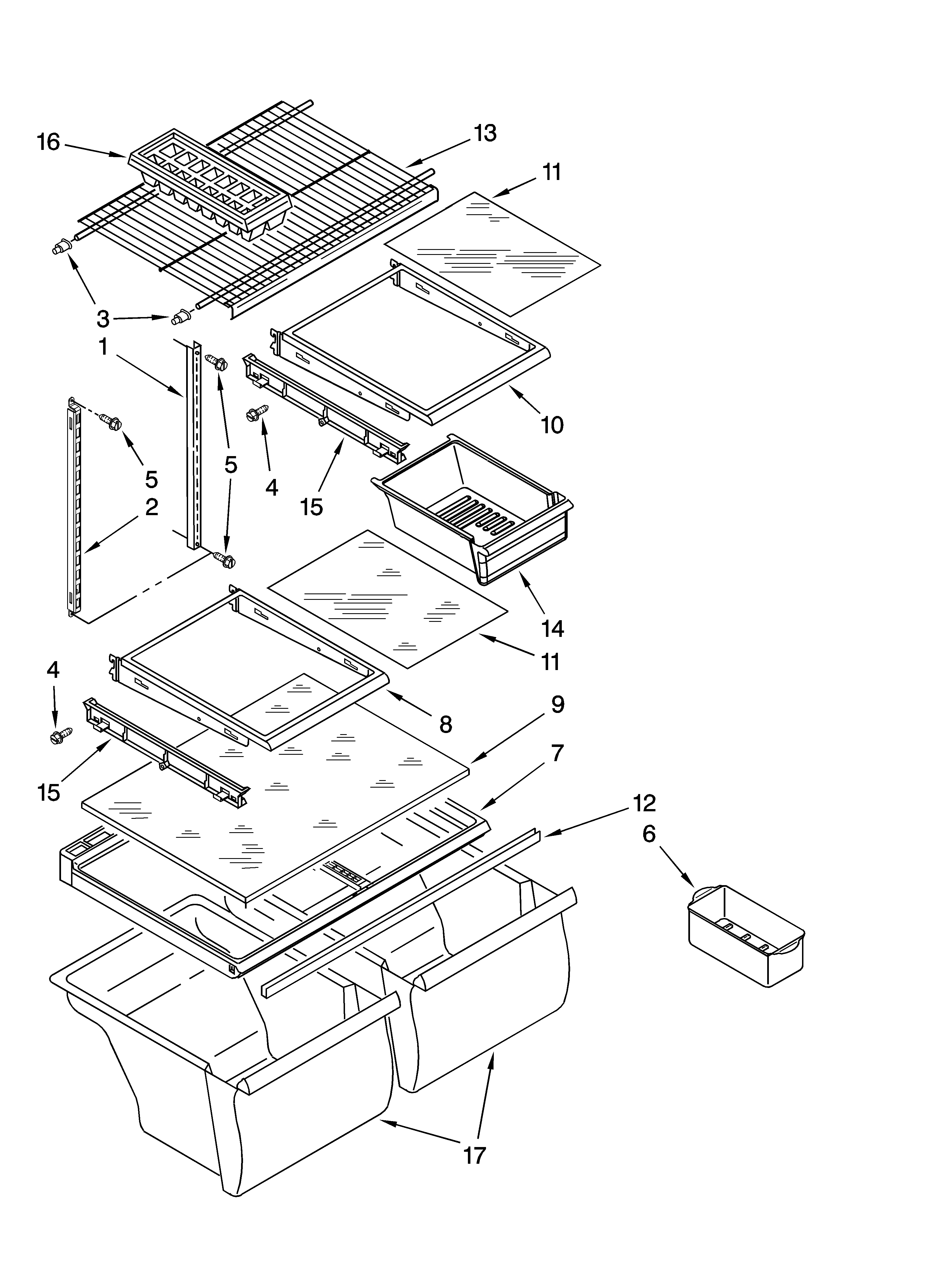 Whirlpool 8ET1FTKXKT07 shelf parts, optional parts diagram