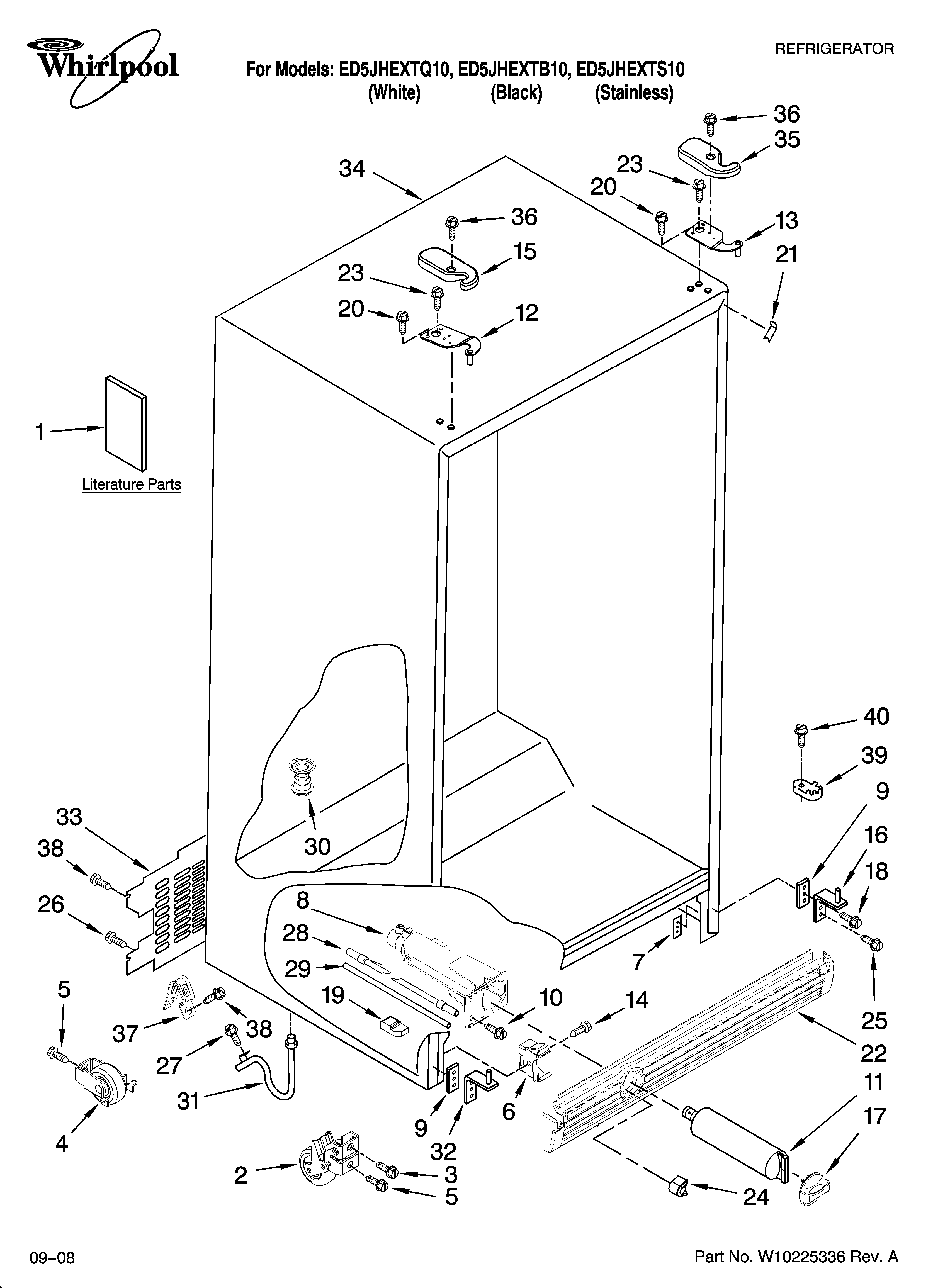 Whirlpool ED5JHEXTB10 cabinet parts diagram