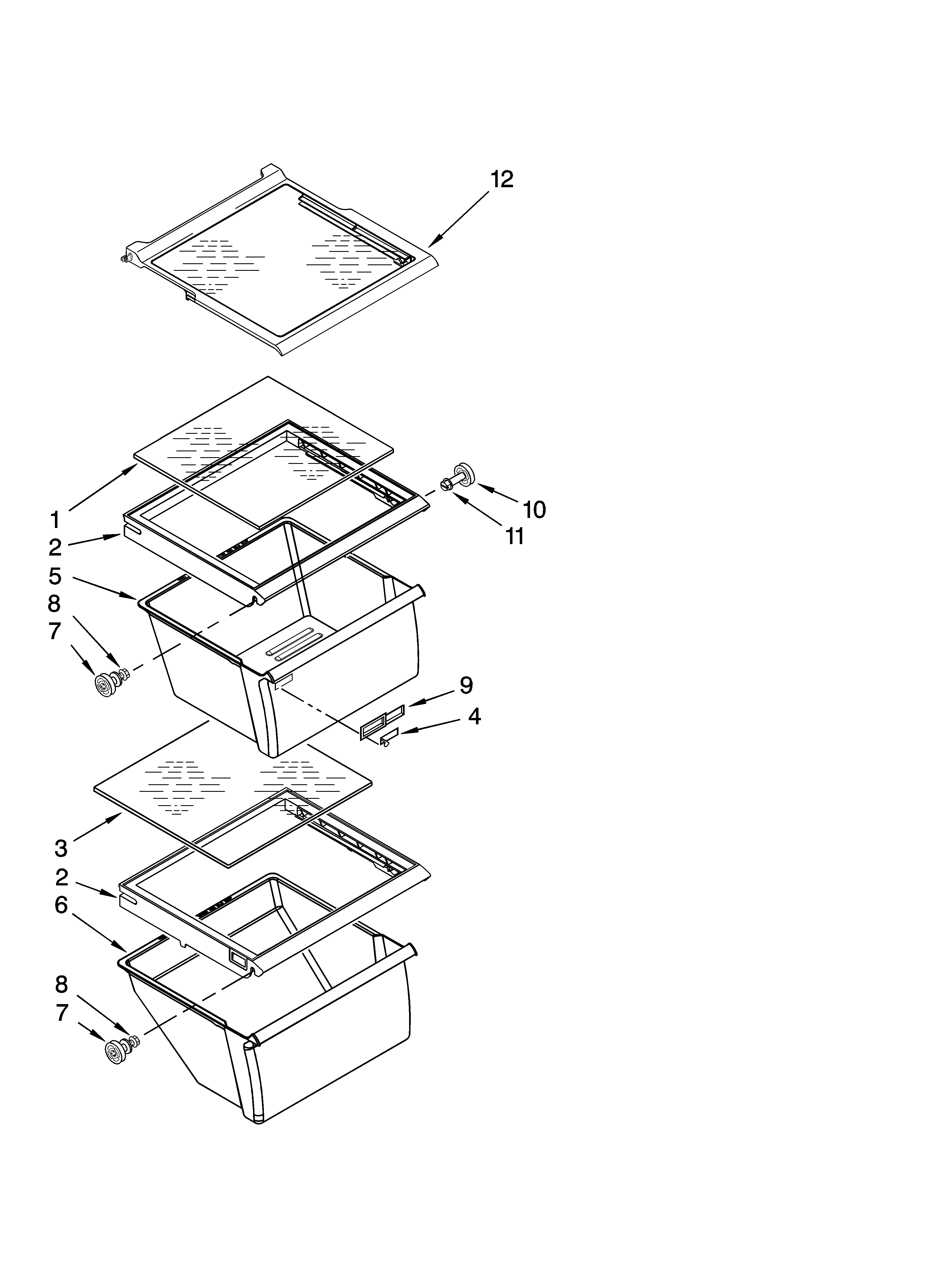 Whirlpool ED5JHEXTB10 refrigerator shelf parts diagram