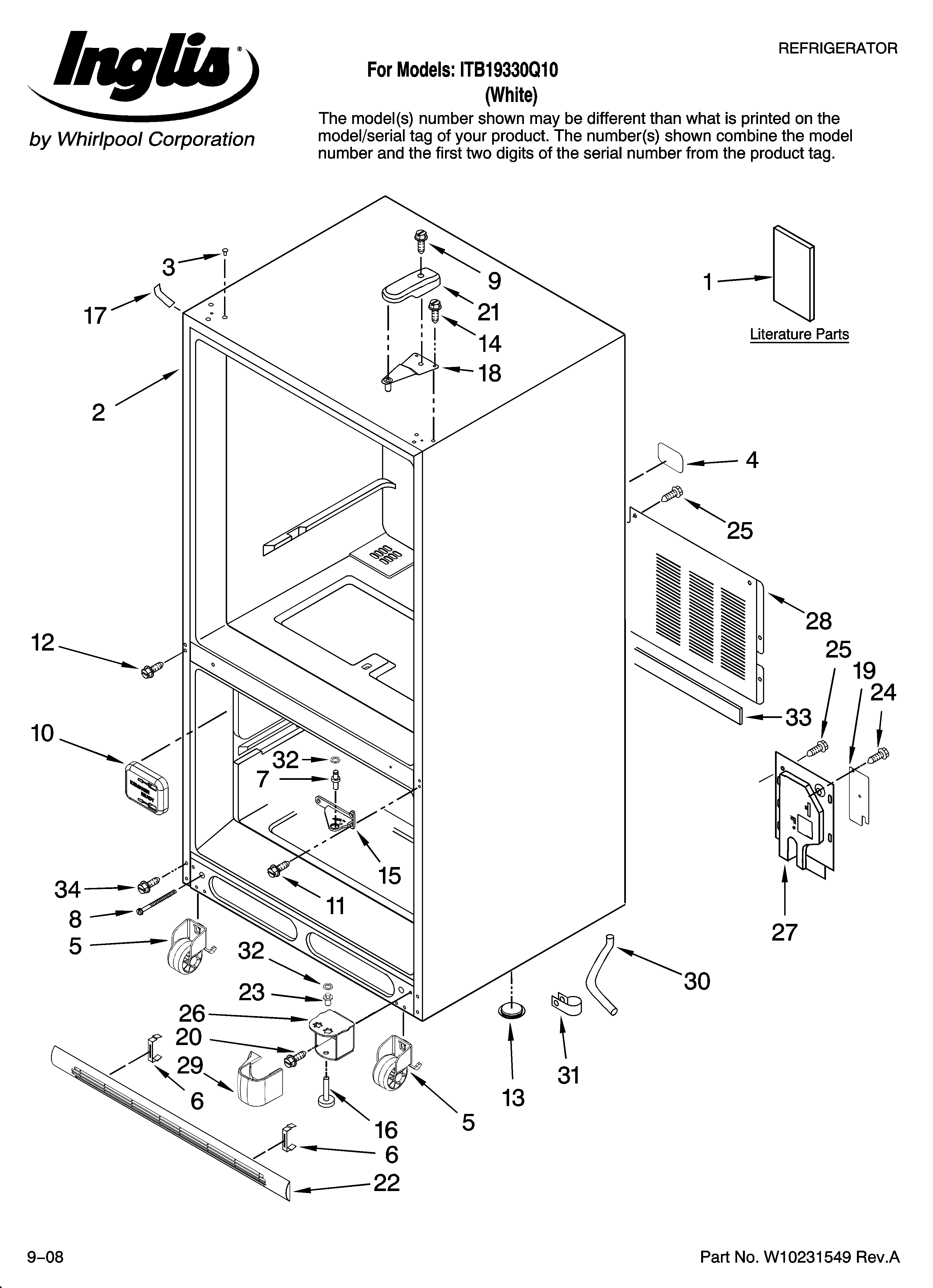 Inglis ITB19330Q10 cabinet parts diagram