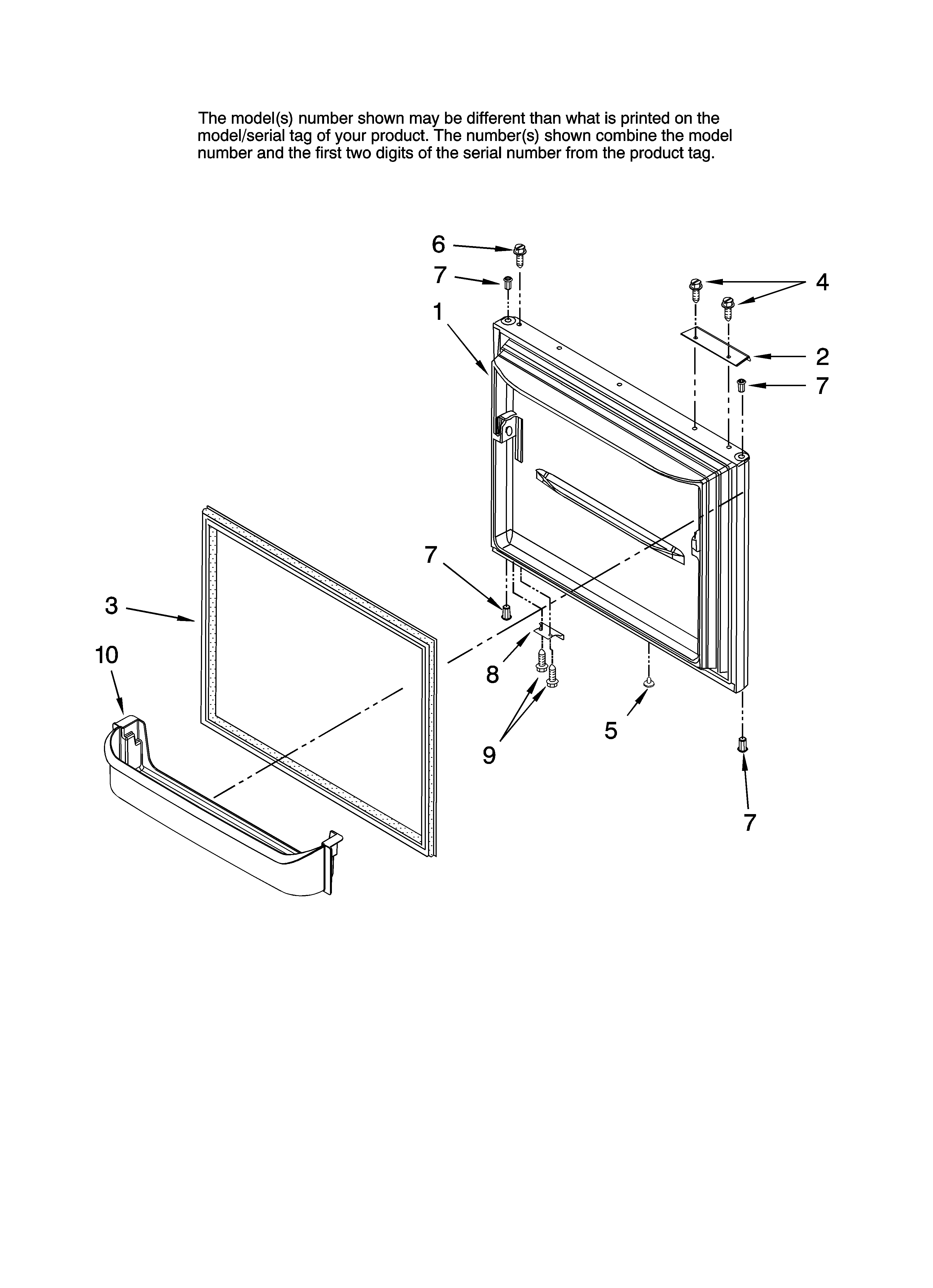 Inglis ITB19330Q10 freezer door parts diagram