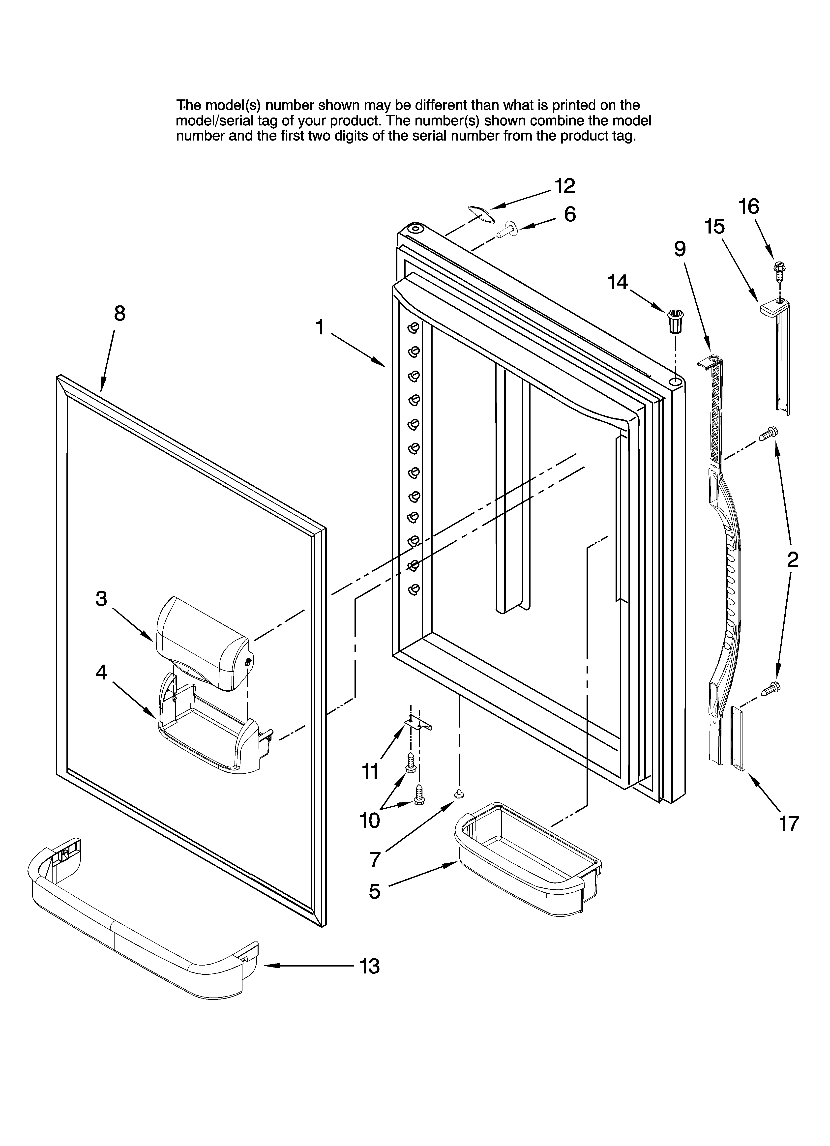 Inglis ITB19330Q10 refrigerator door parts diagram