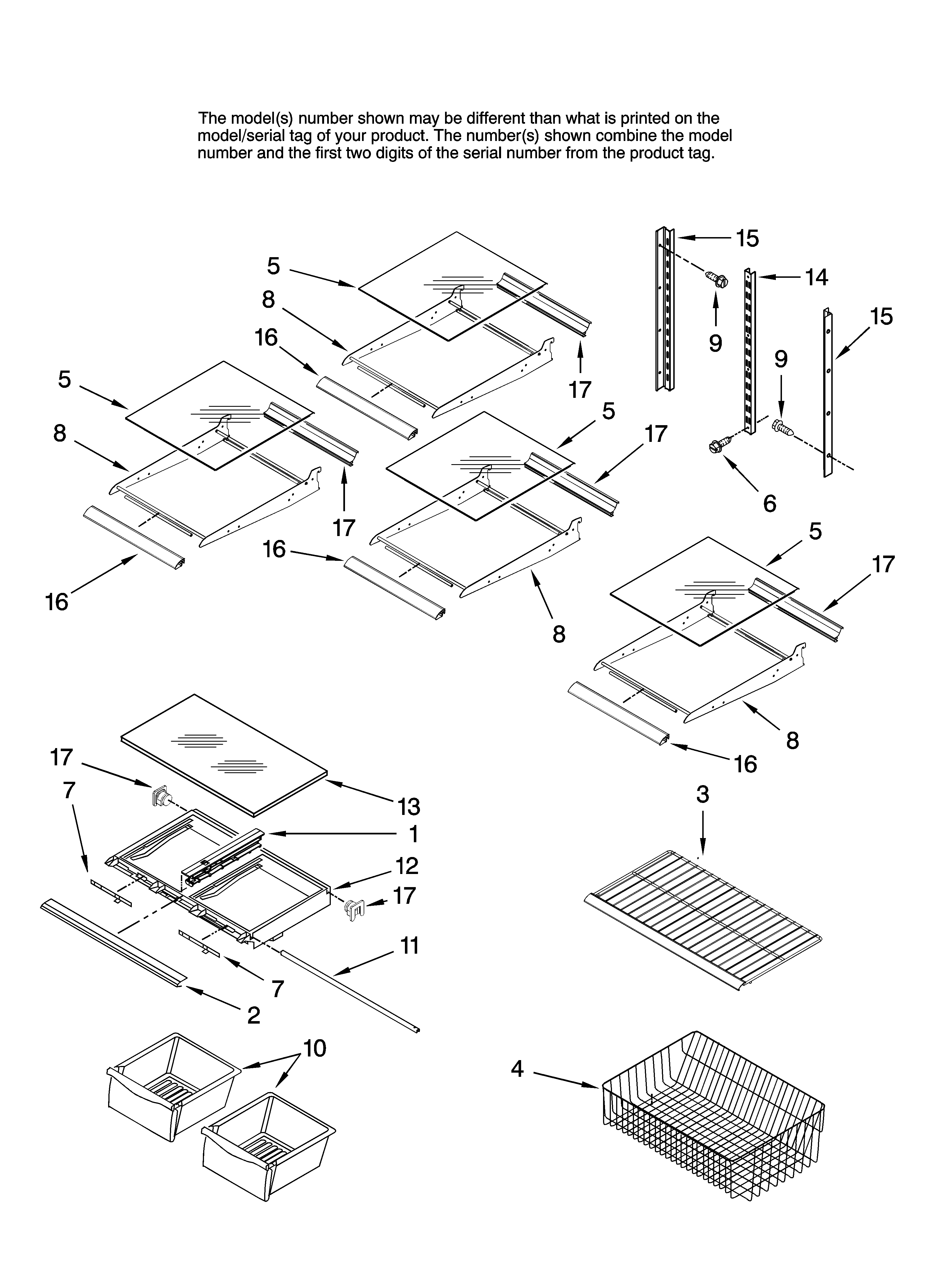 Inglis ITB19330Q10 shelf parts, optional parts diagram