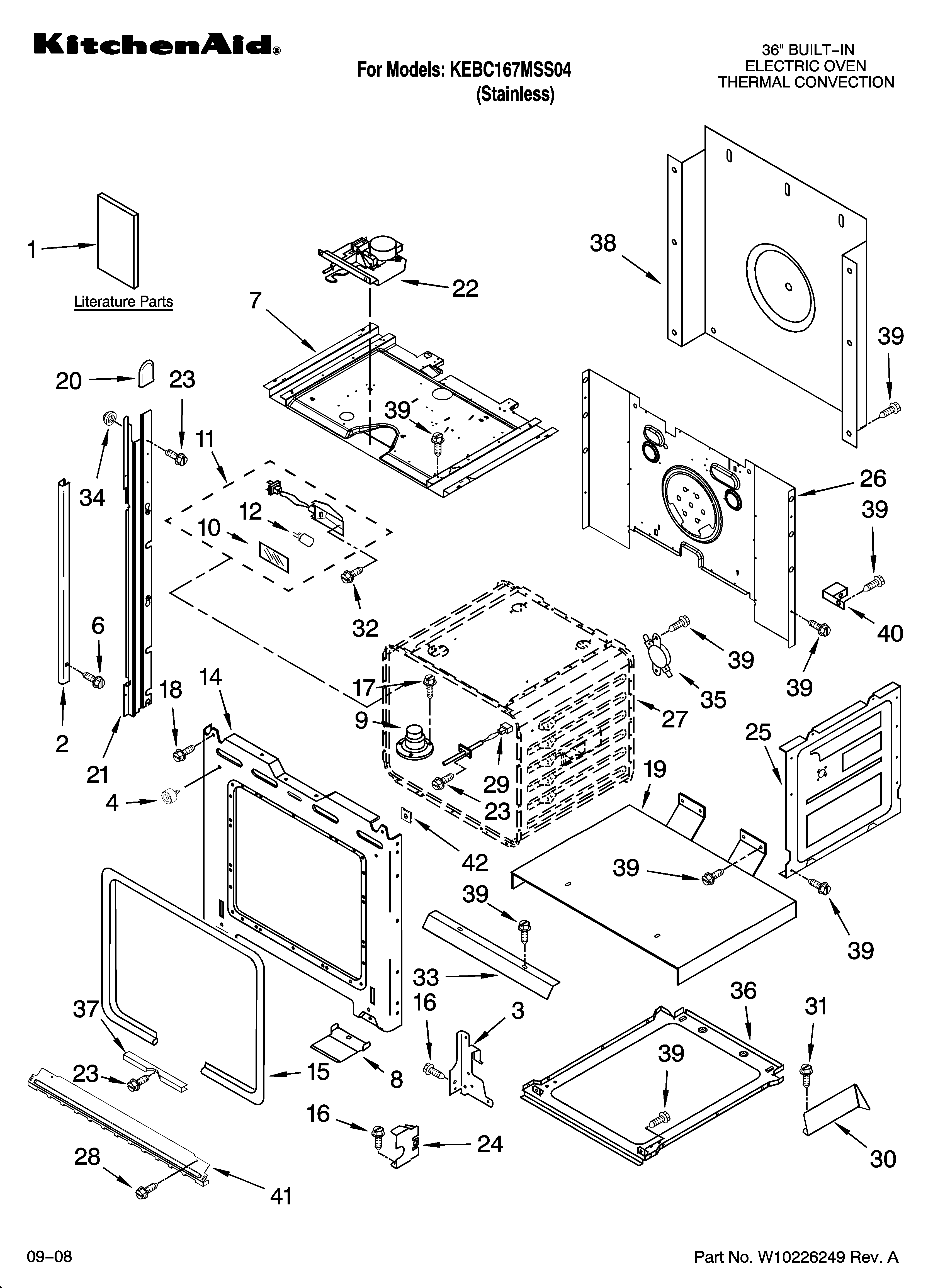 KitchenAid KEBC167MSS04 oven parts diagram
