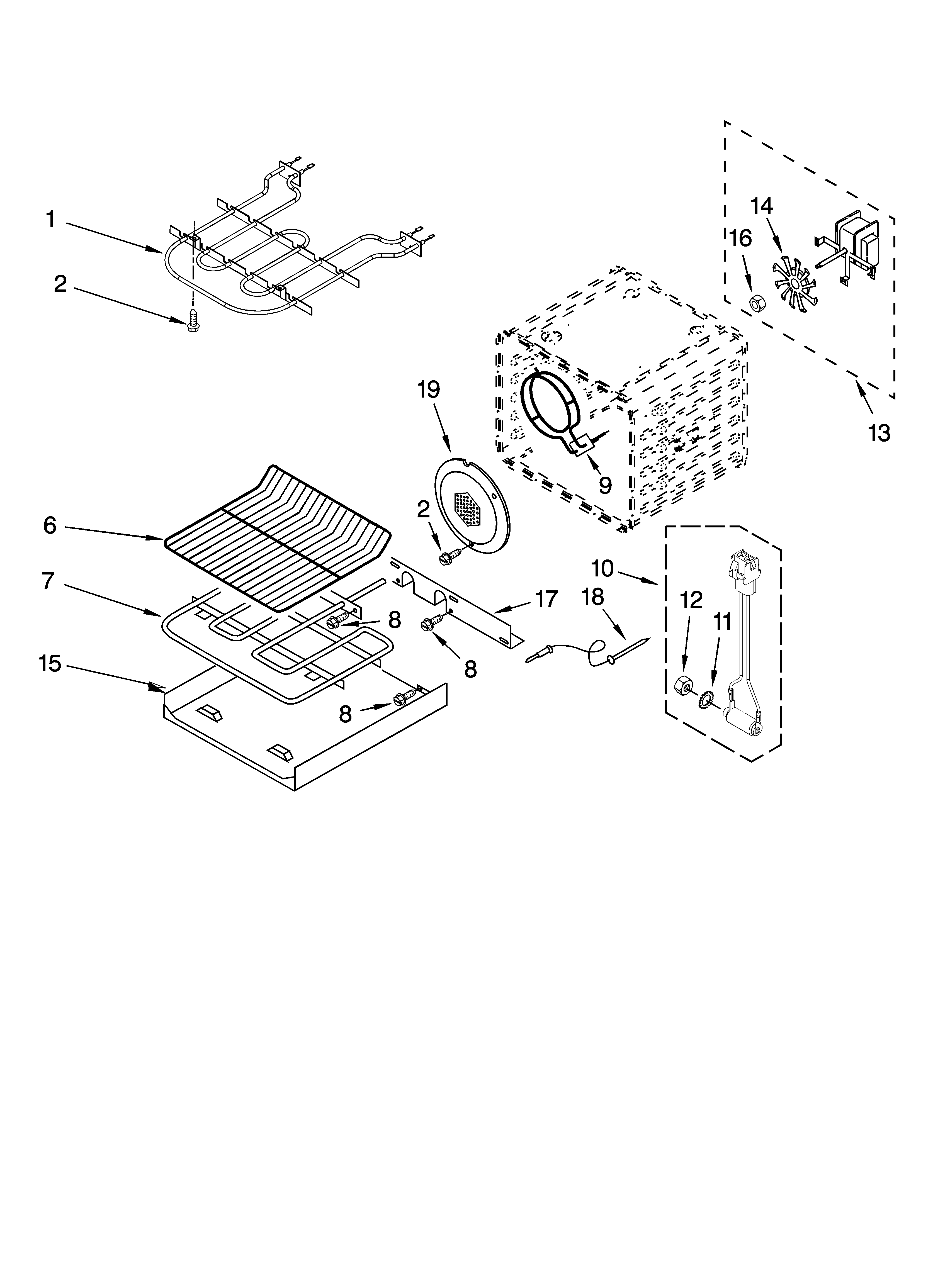 KitchenAid KEBC167MSS04 internal oven parts diagram