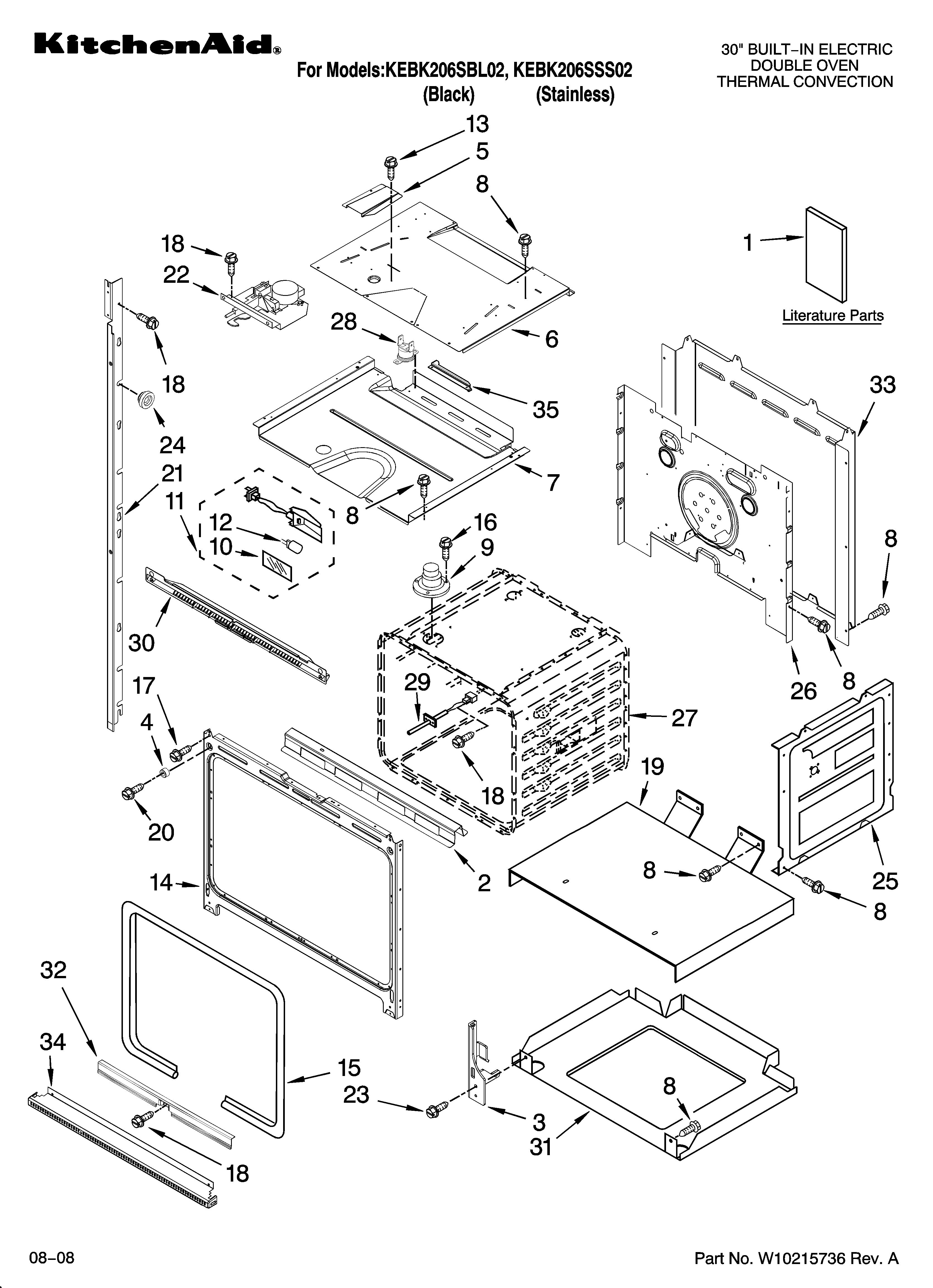 KitchenAid KEBK206SSS02 oven parts diagram