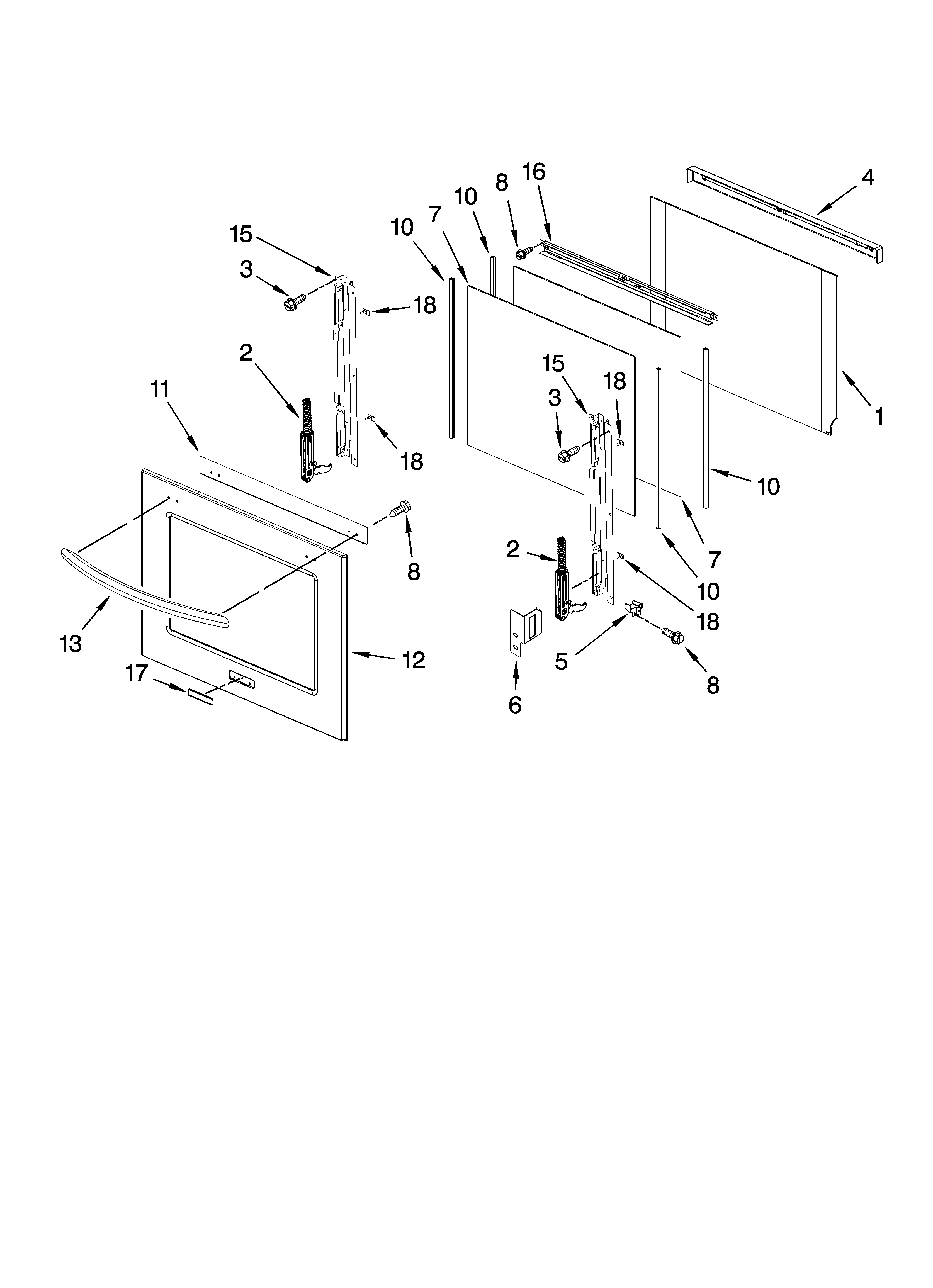 KitchenAid KEBK206SSS02 oven door parts diagram