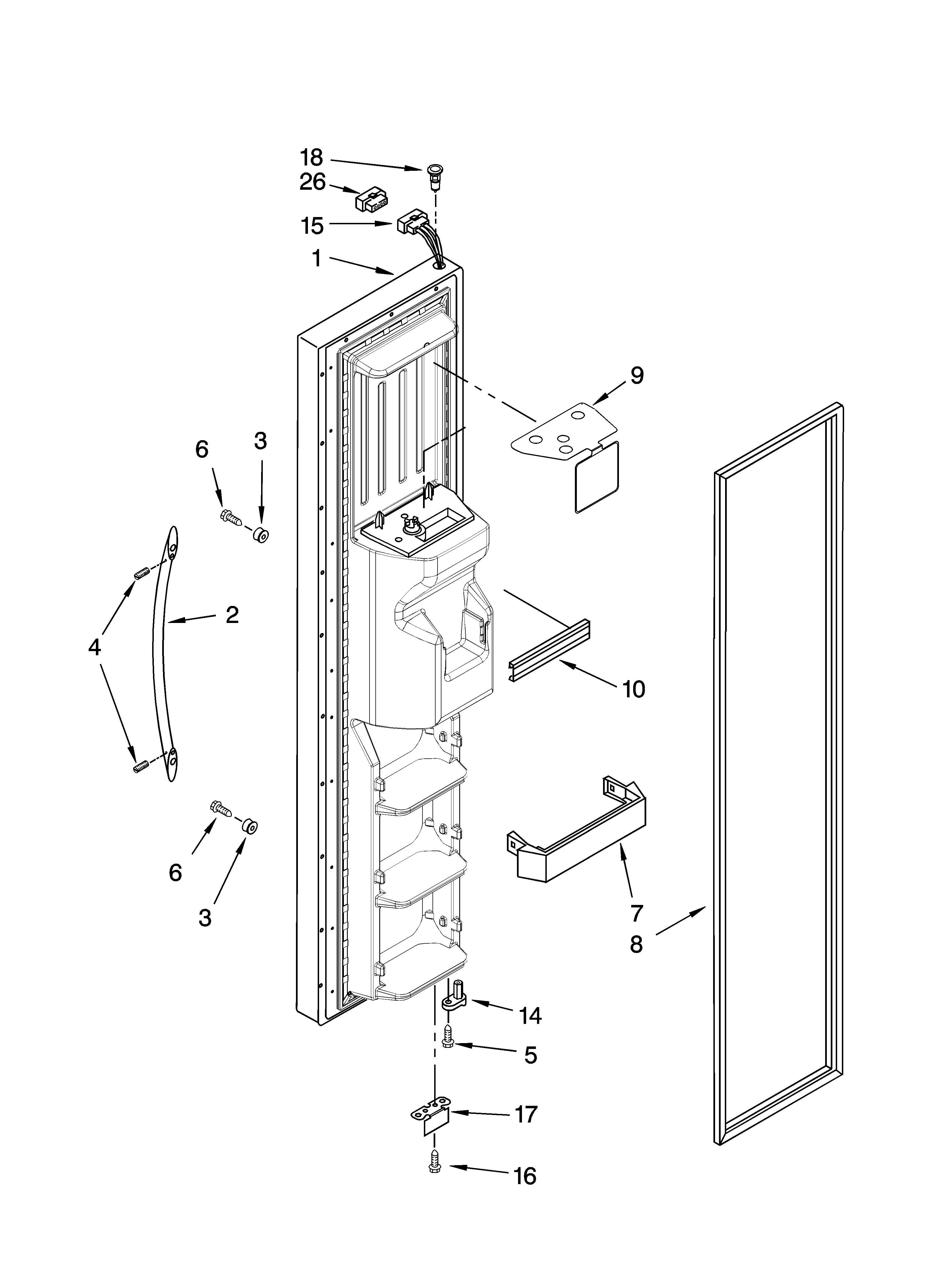 KitchenAid KSRX25FTSS00 freezer door parts diagram