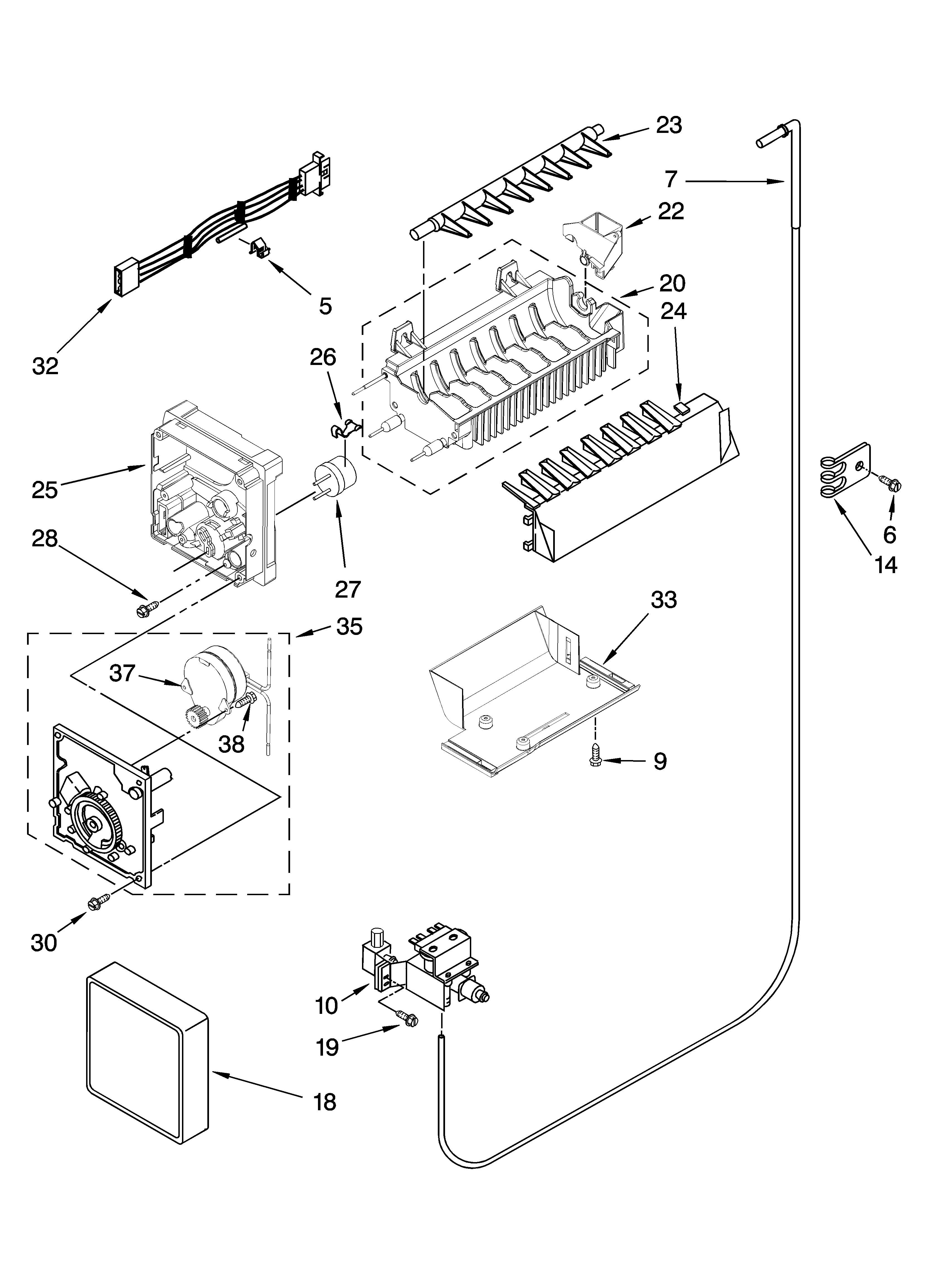 KitchenAid KSRX25FTSS00 icemaker parts, optional parts (not included) diagram