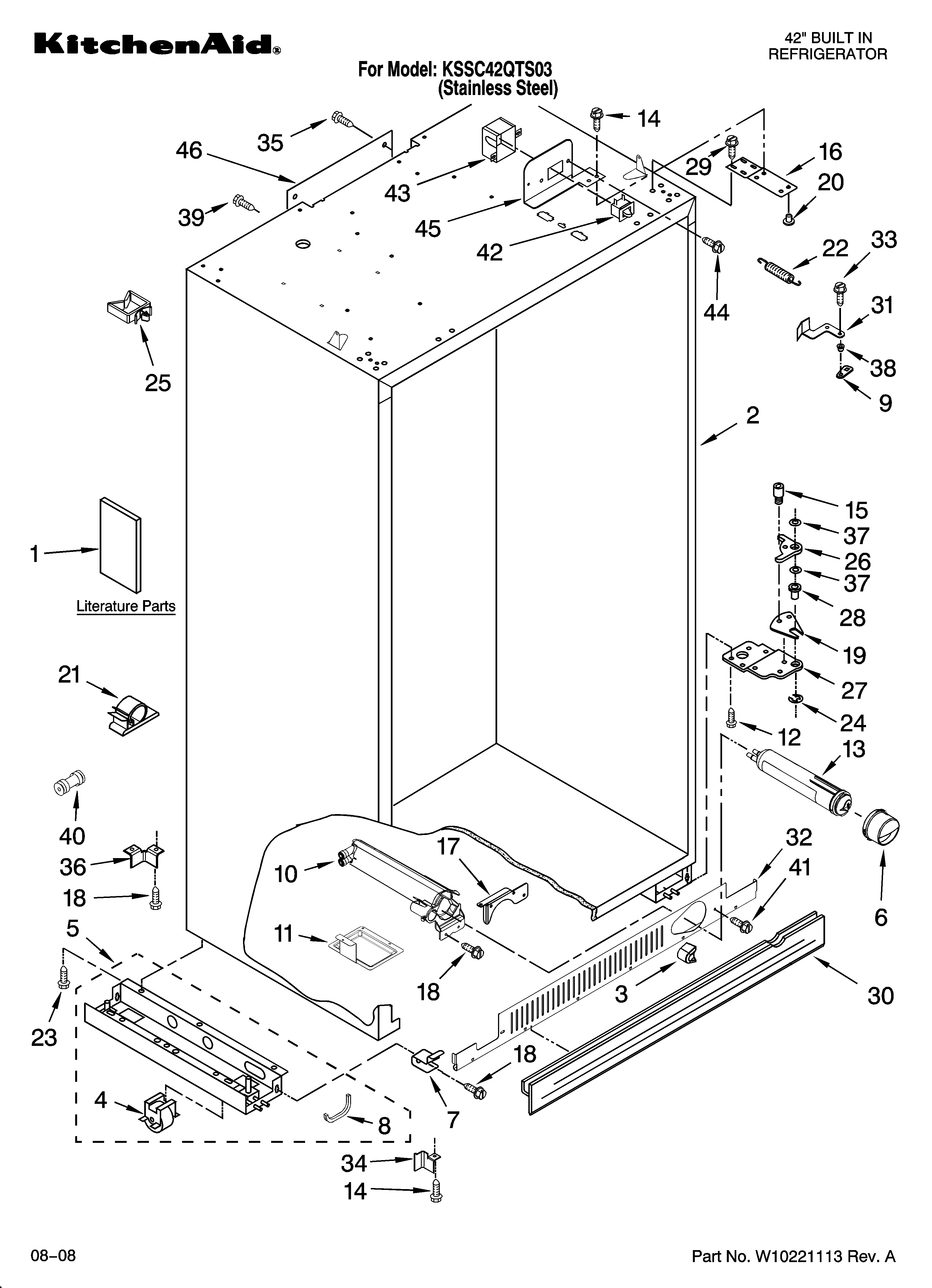 KitchenAid KSSC42QTS03 cabinet parts diagram