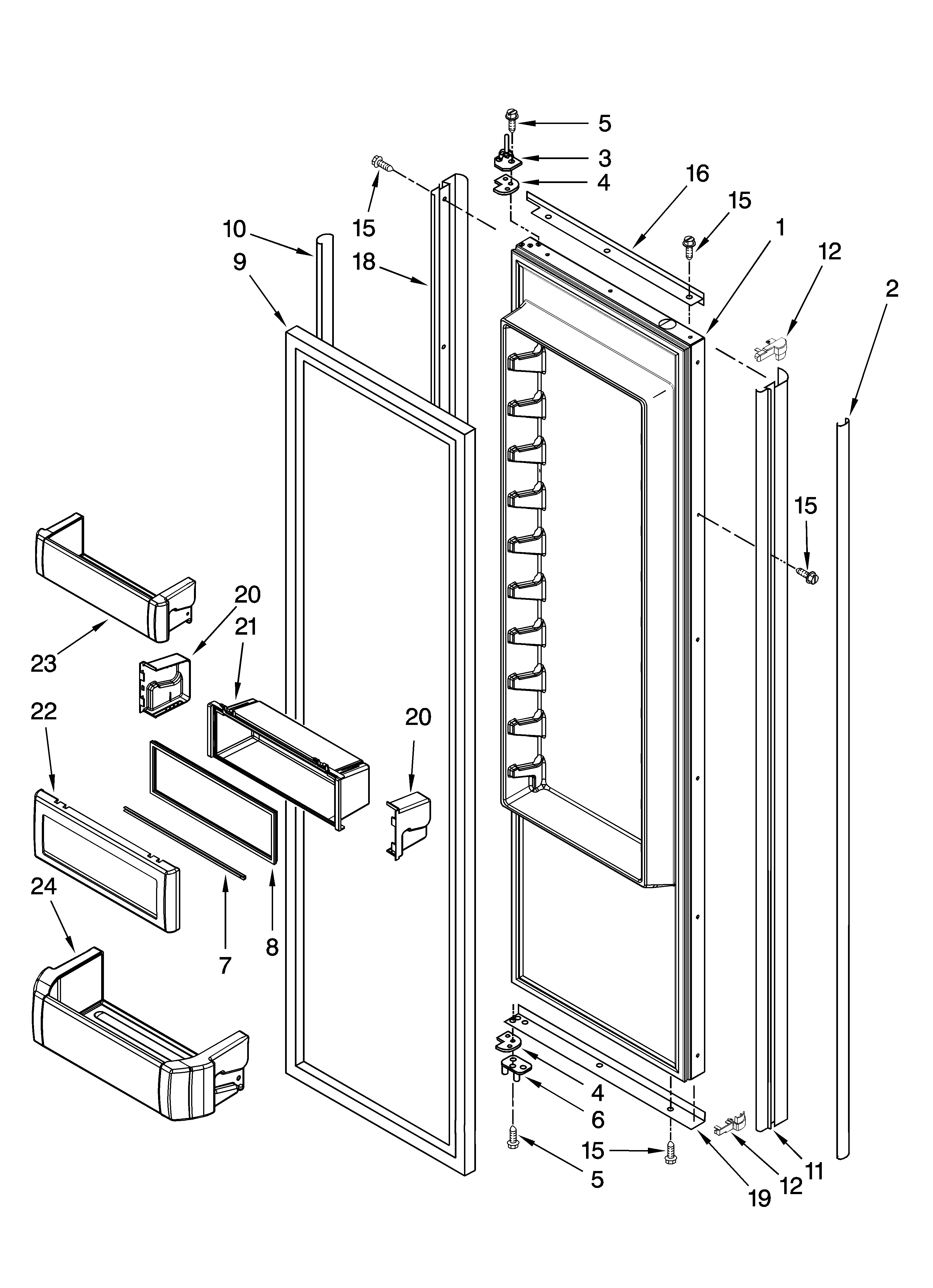 KitchenAid KSSO42QTX03 refrigerator door parts diagram