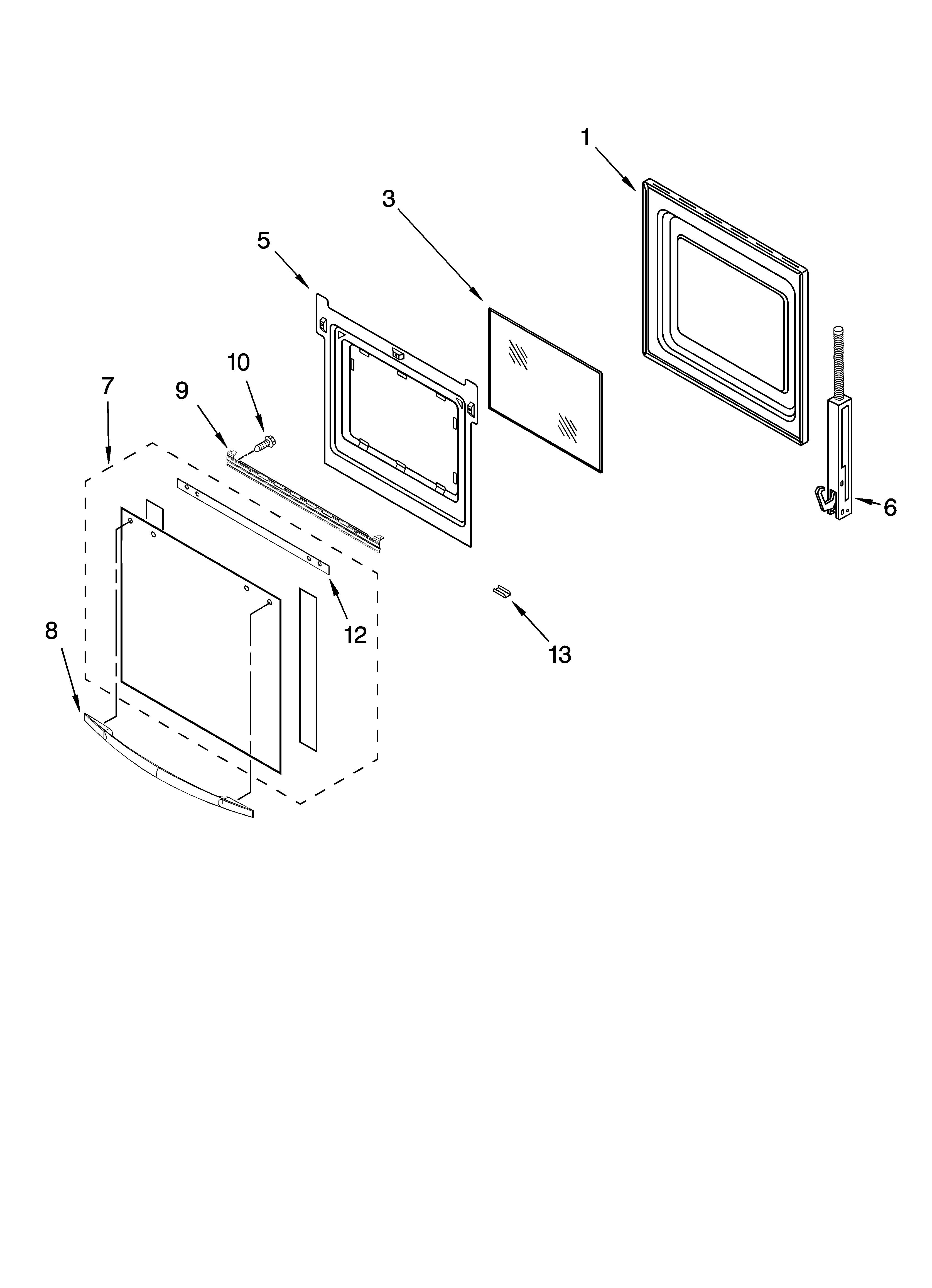 Whirlpool RBD245PRB02 lower oven door parts diagram