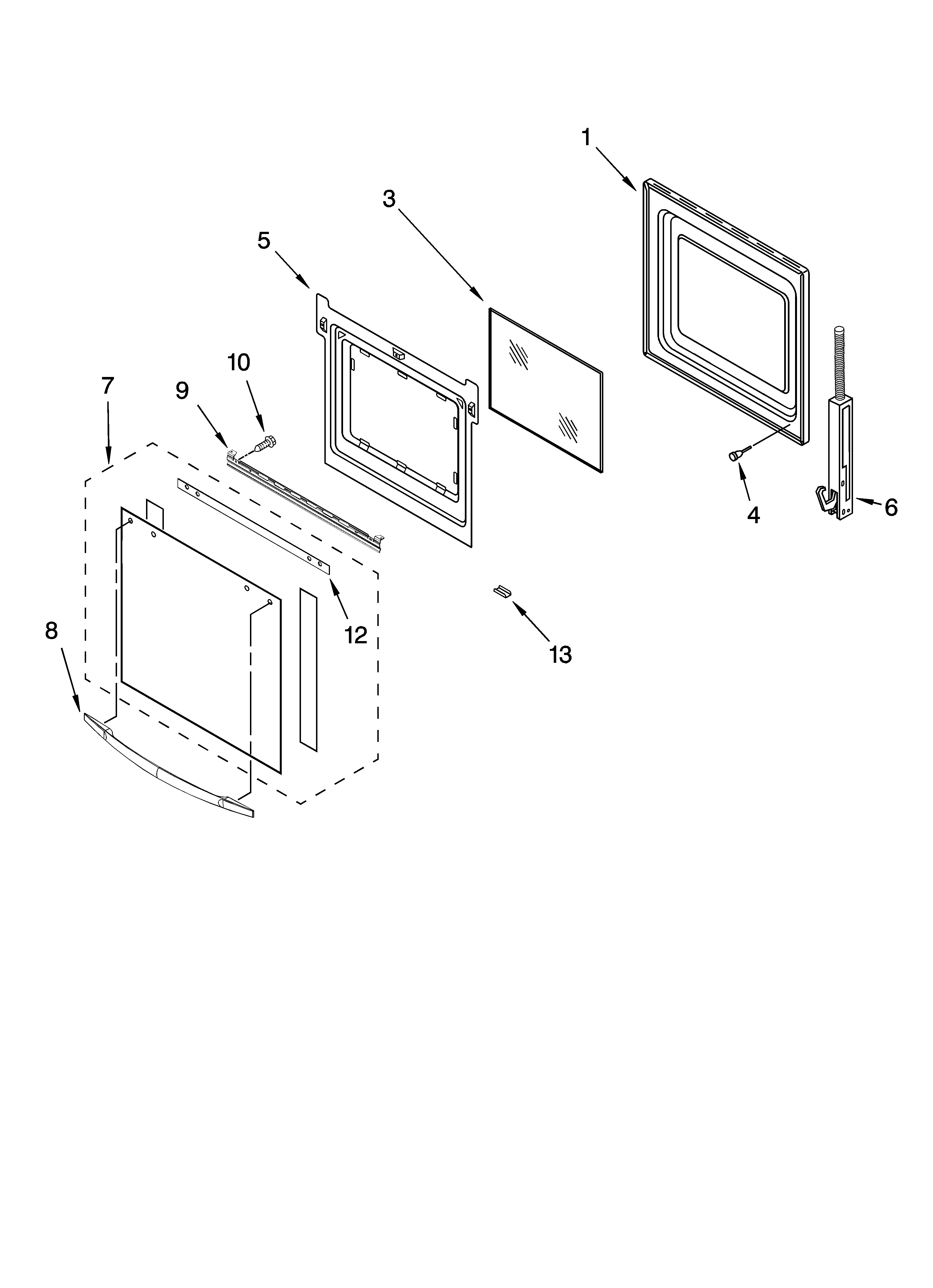 Whirlpool RBD245PRT03 lower oven door parts diagram