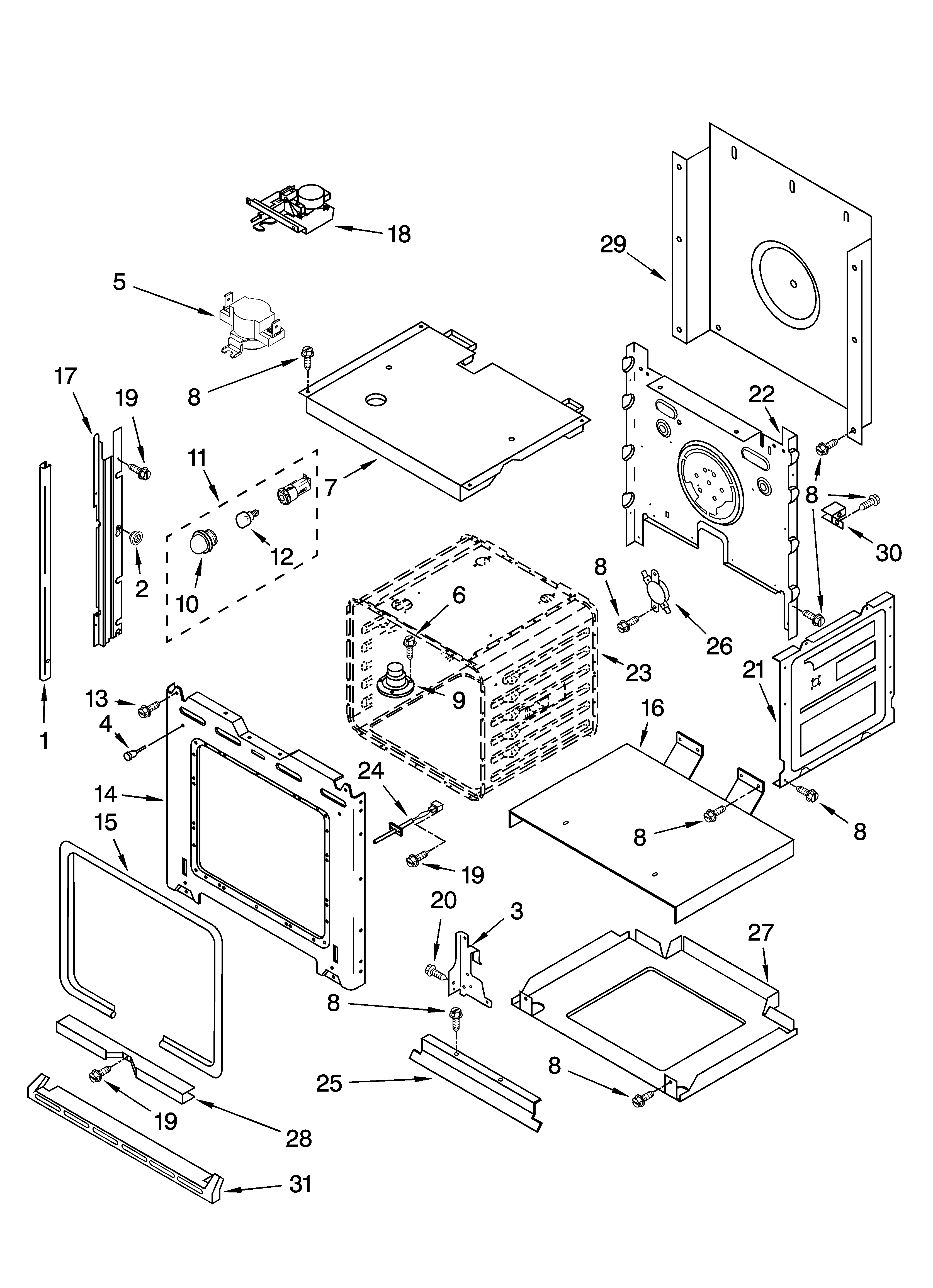 Whirlpool RS696PXGB16 oven parts diagram