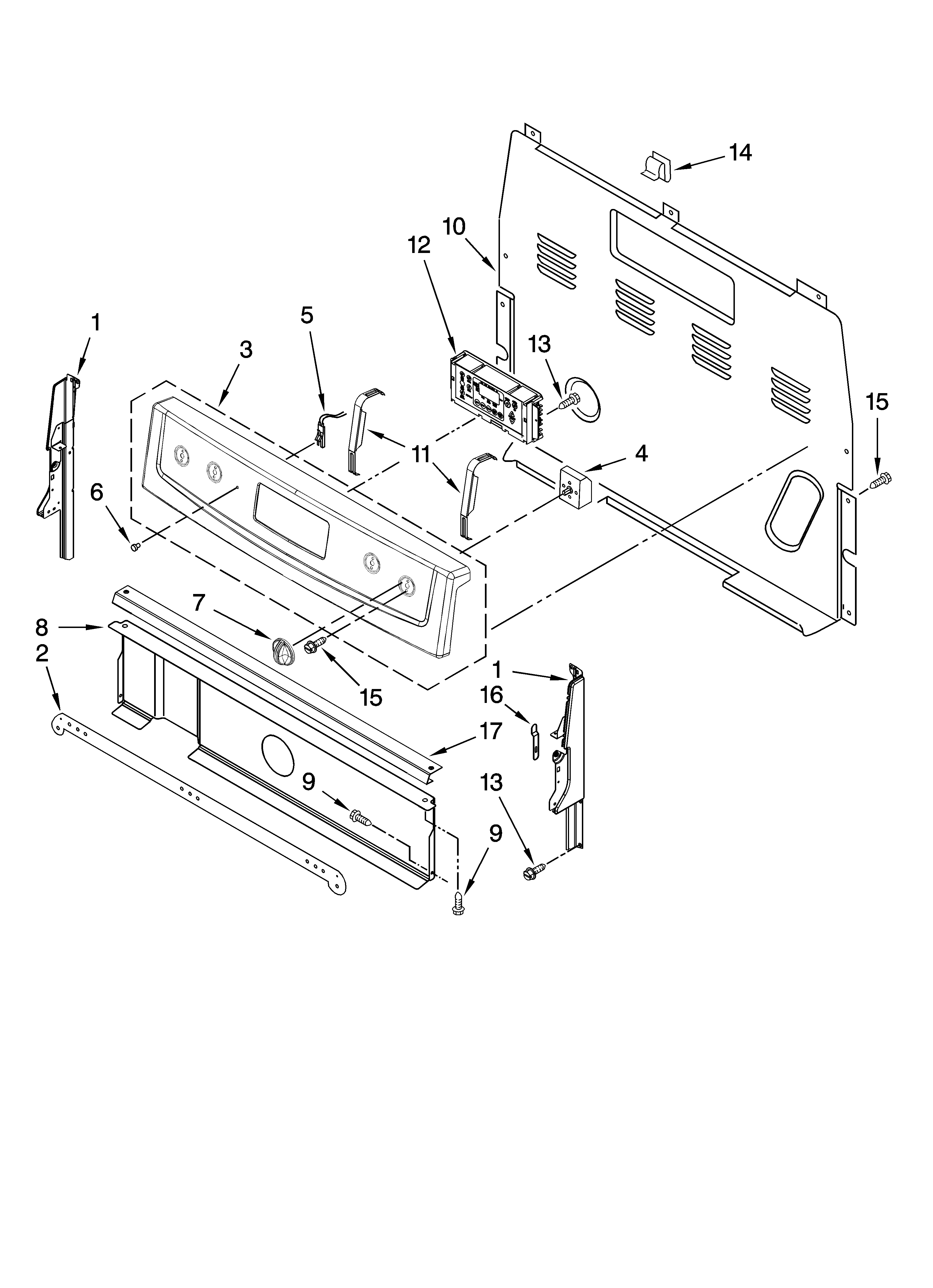 Whirlpool YRF115LXVB0 control panel parts diagram