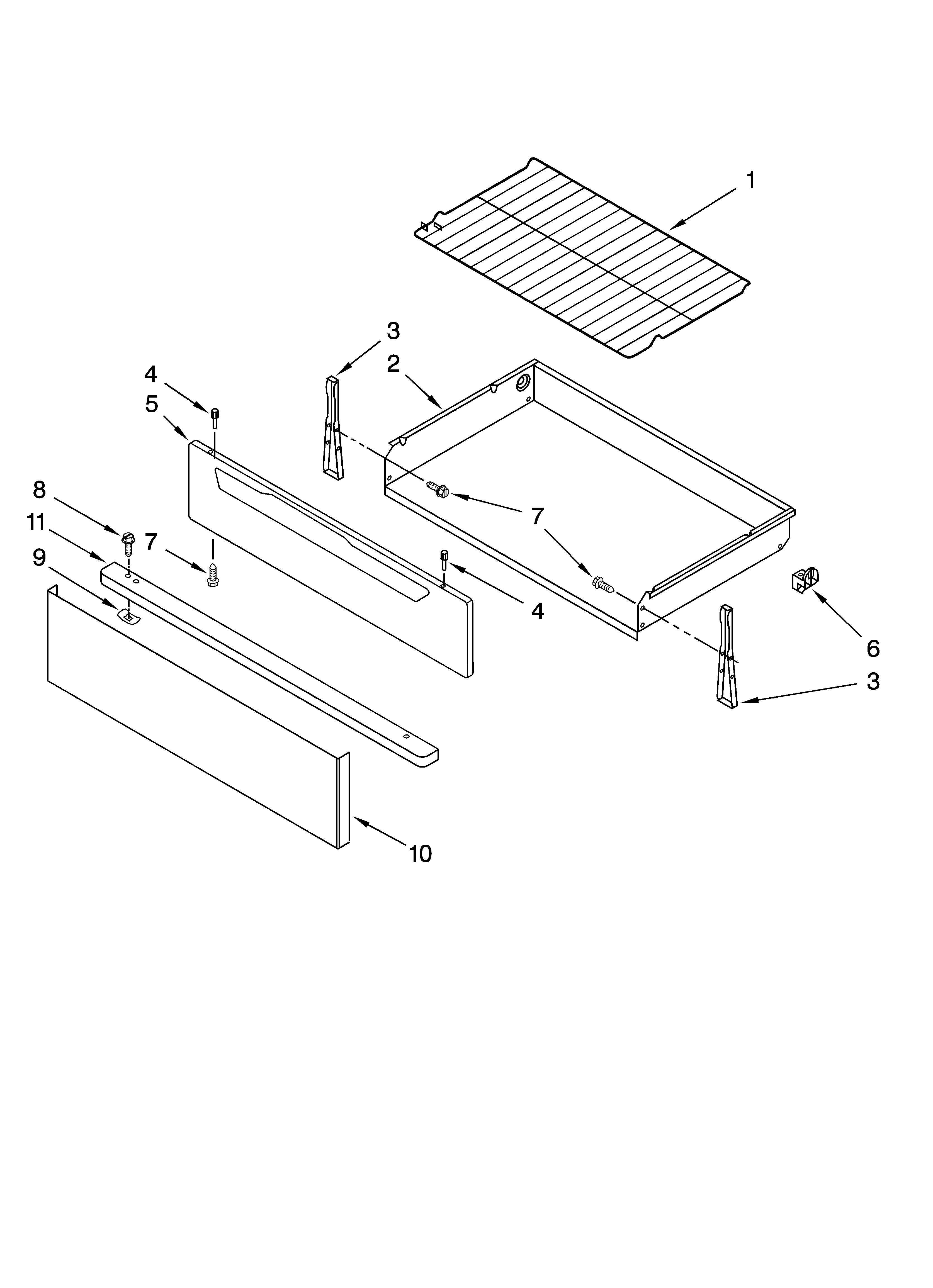 Whirlpool YRF115LXVB0 drawer & broiler parts diagram