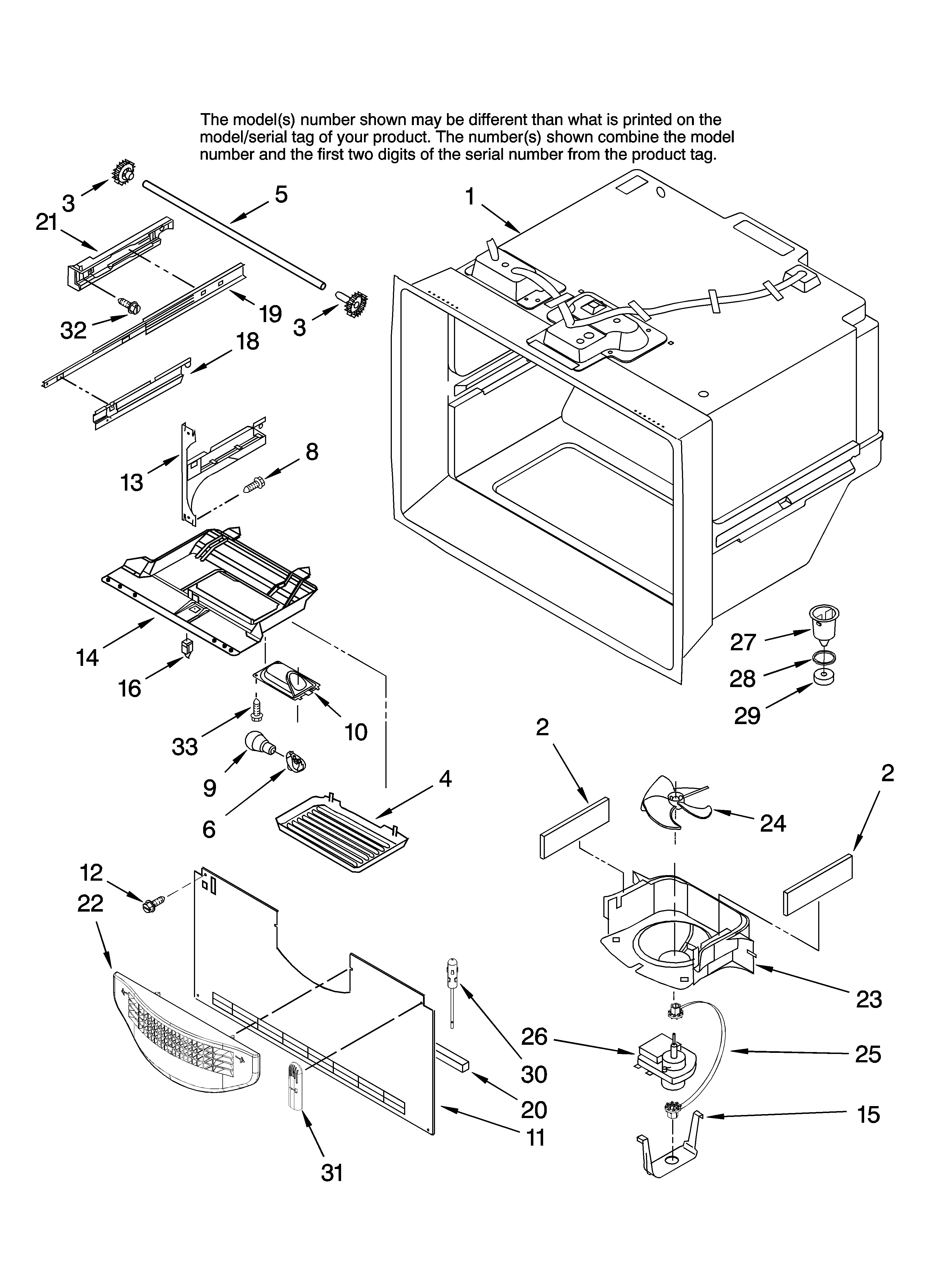 KitchenAid KBFS20EVWH00 freezer liner parts diagram