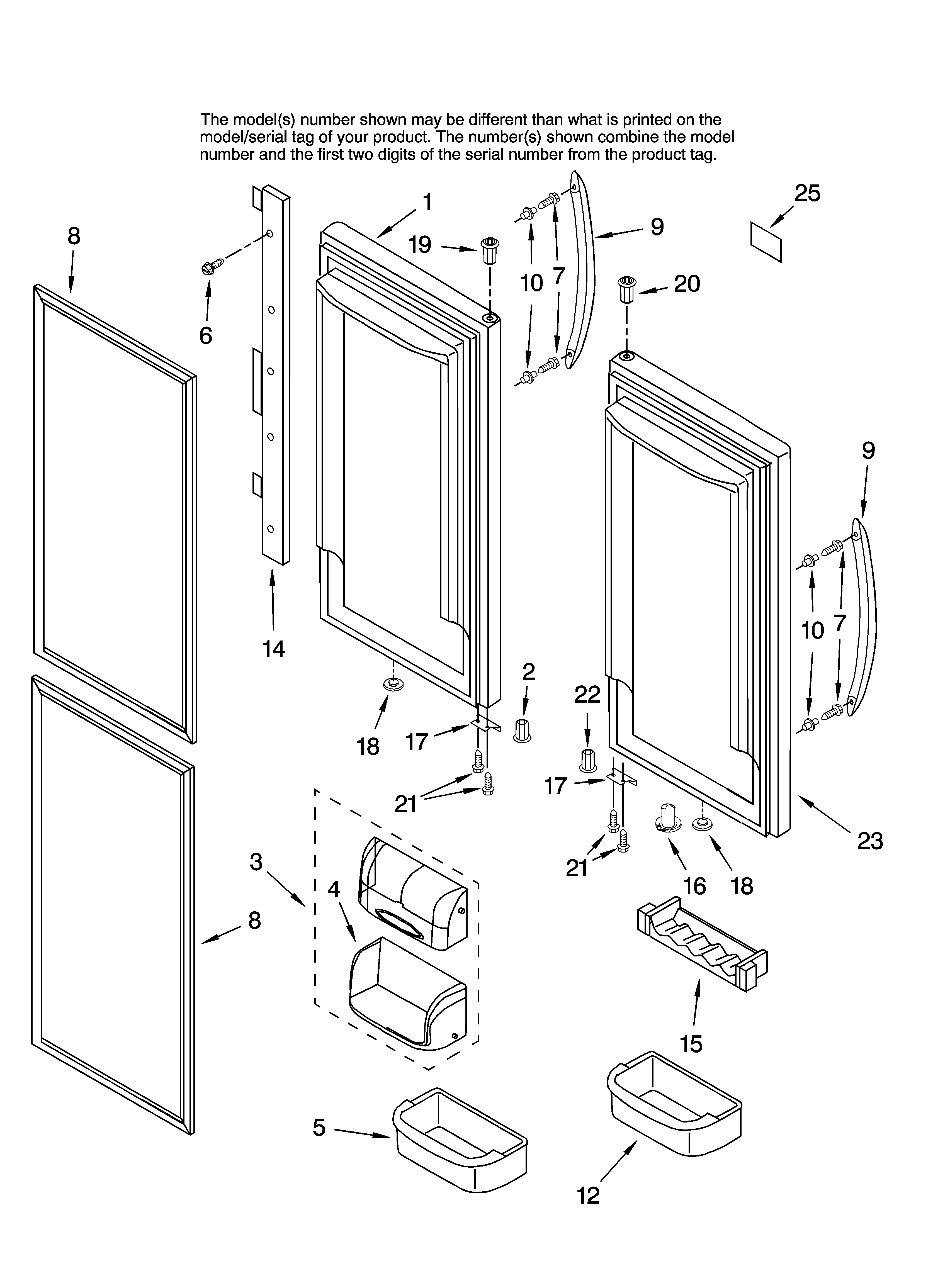 KitchenAid KBFS20EVWH00 refrigerator door parts diagram