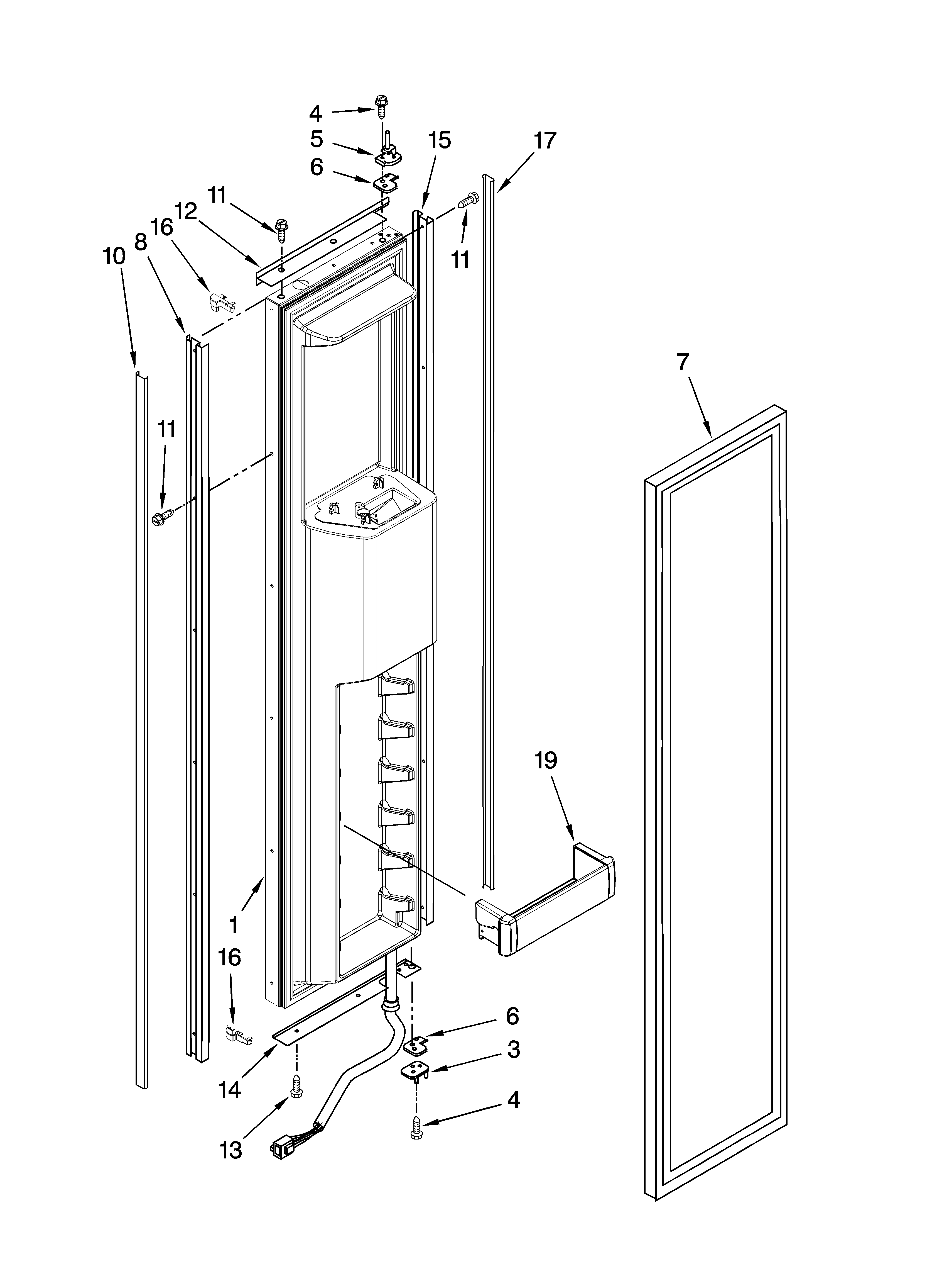 KitchenAid KSSO36QTB03 freezer door parts diagram