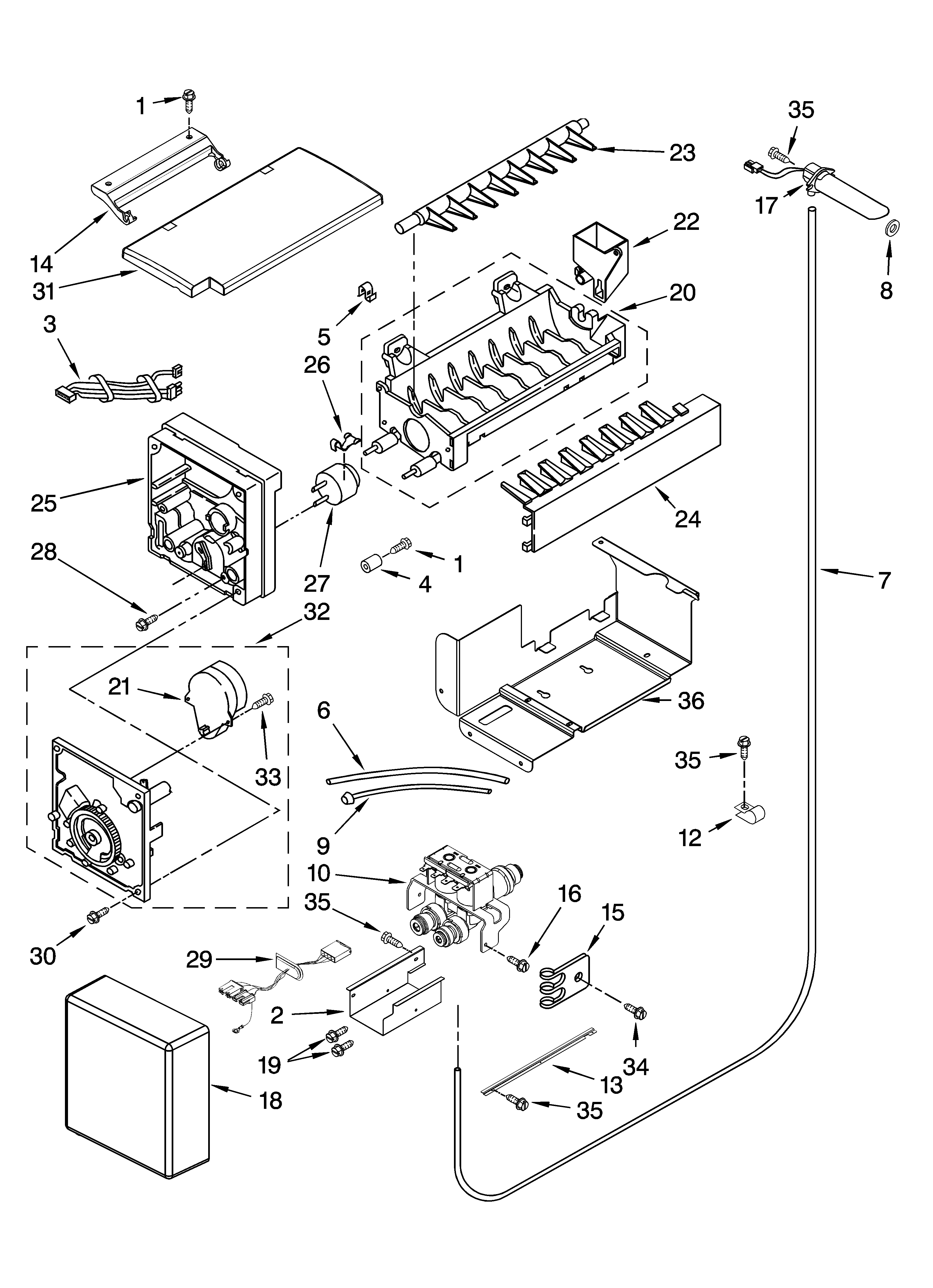 KitchenAid KSSO36QTB03 icemaker parts diagram