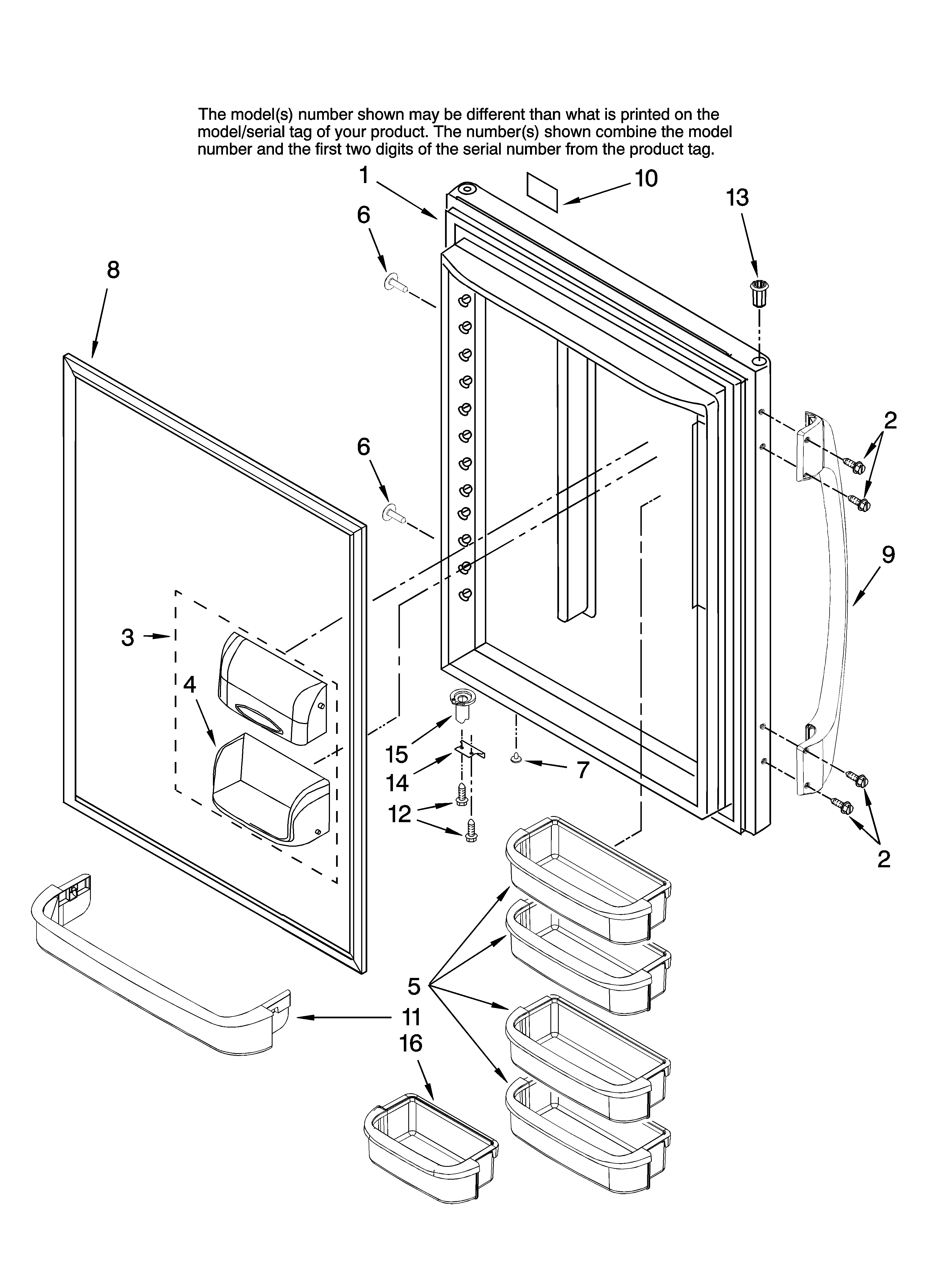 Amana ABB2227VEW10 refrigerator door parts diagram
