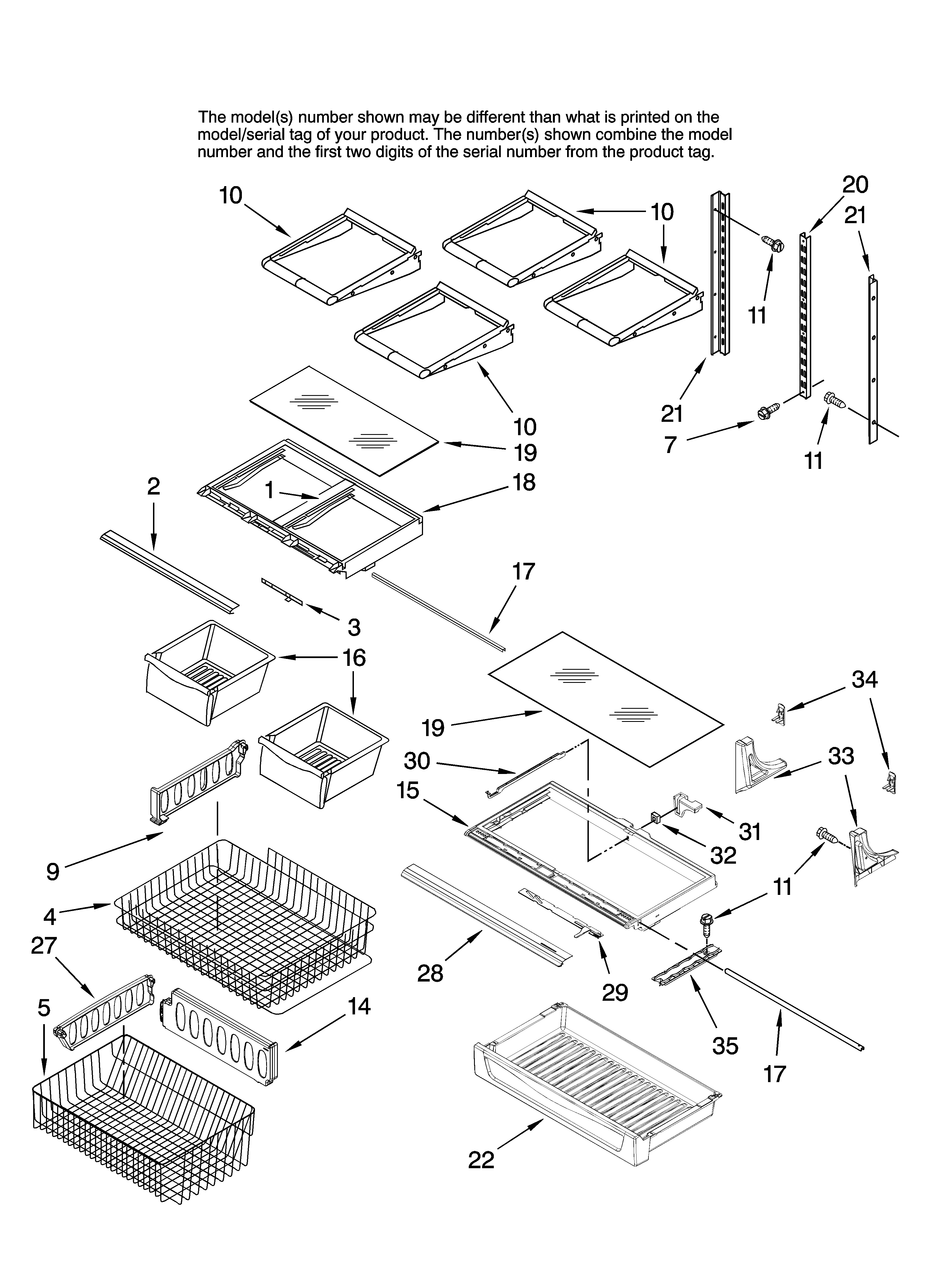Amana ABR2227VES10 shelf parts diagram