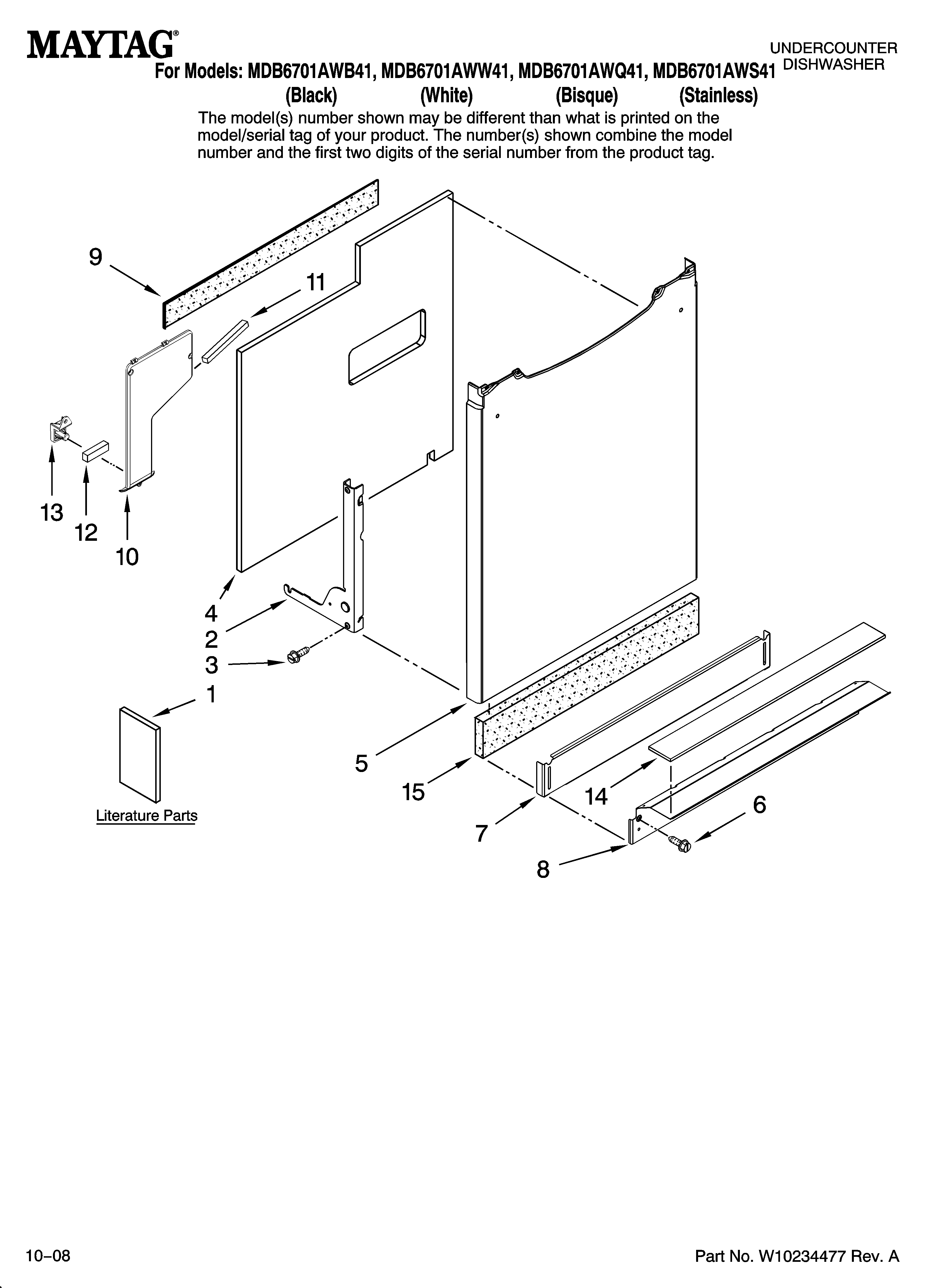 Maytag MDB6701AWQ41 door and panel parts diagram