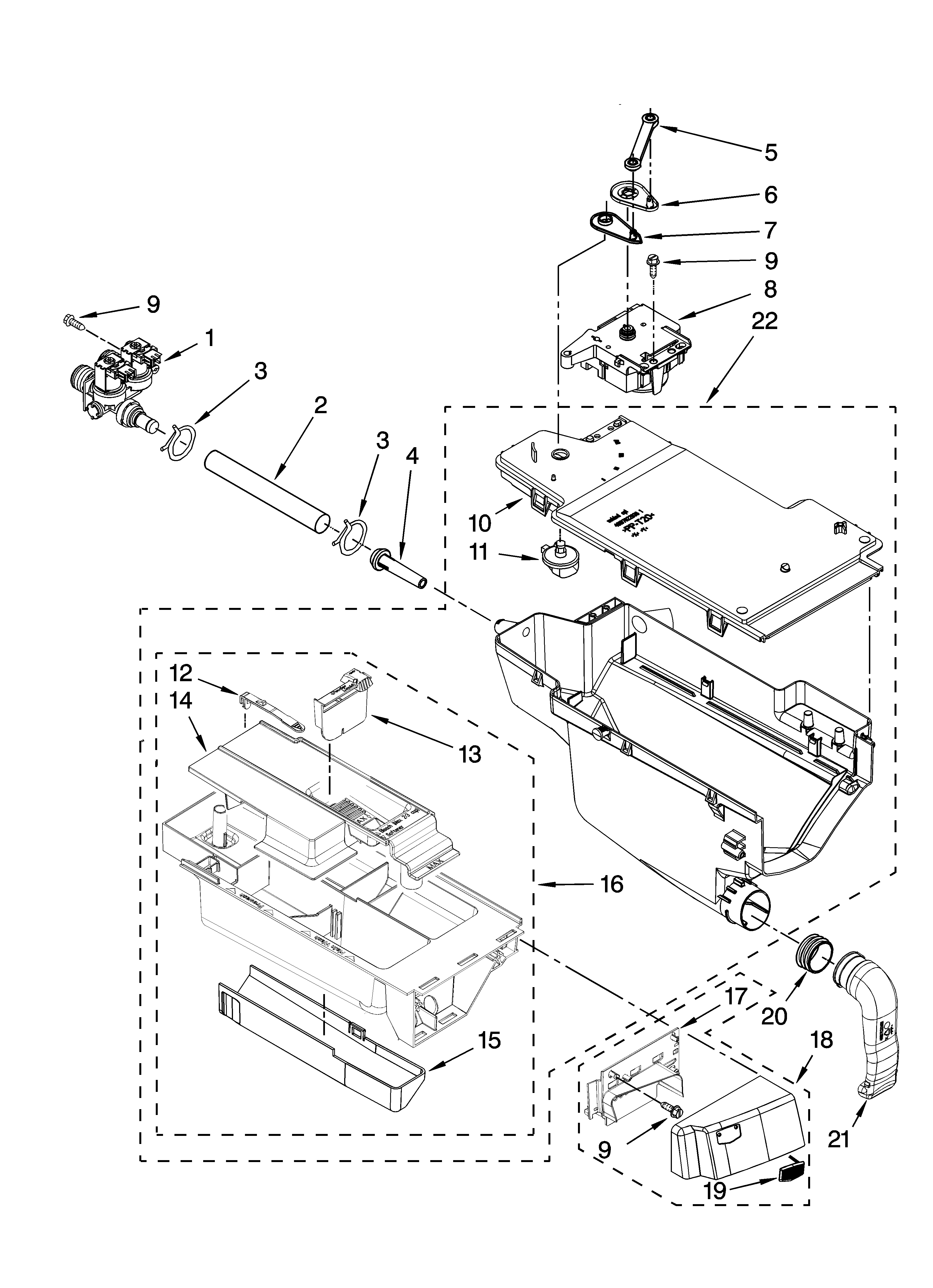Maytag MHWE300VF00 dispenser parts diagram