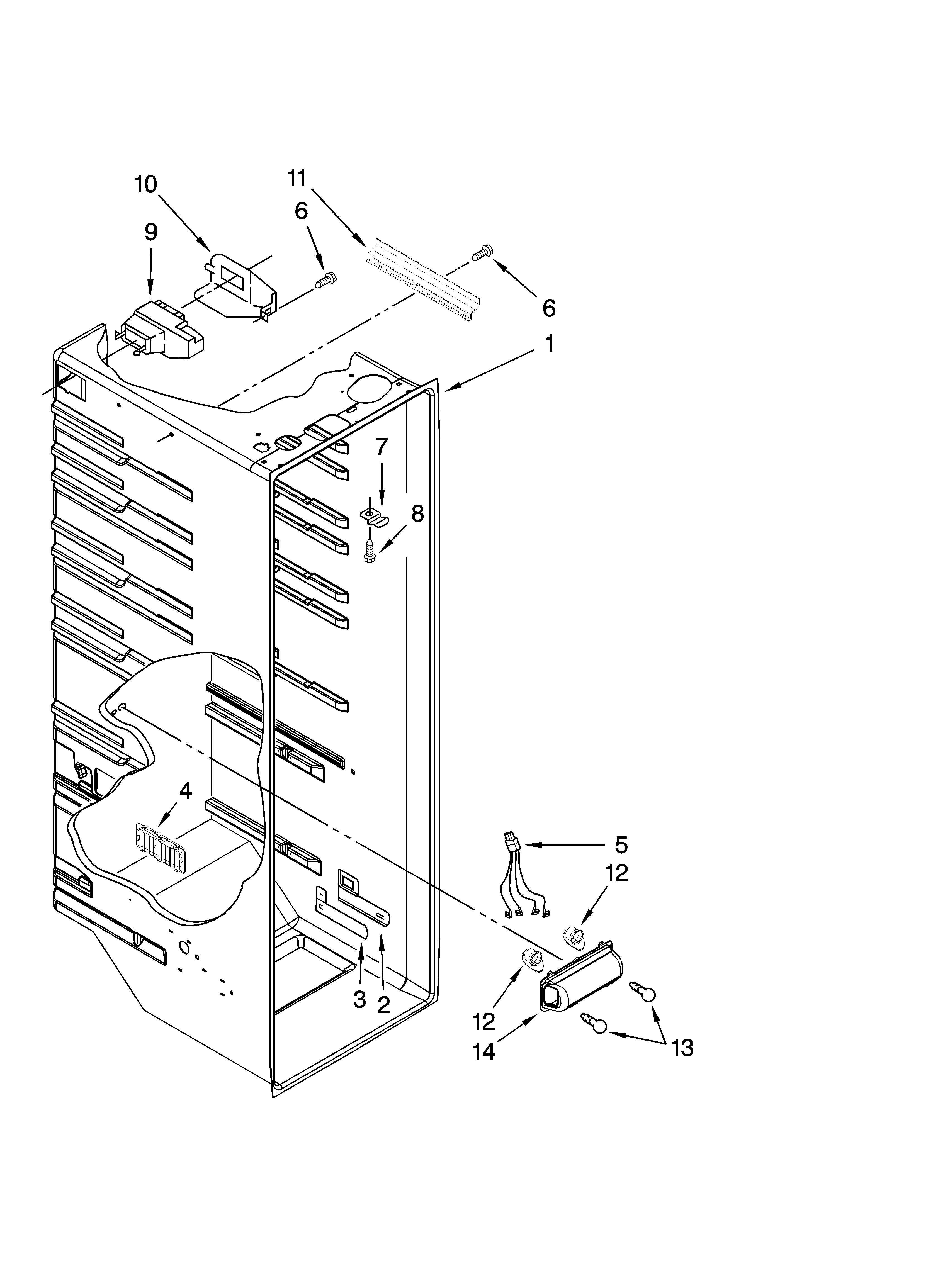 Whirlpool 5ED2FHKXVQ00 refrigerator liner parts diagram