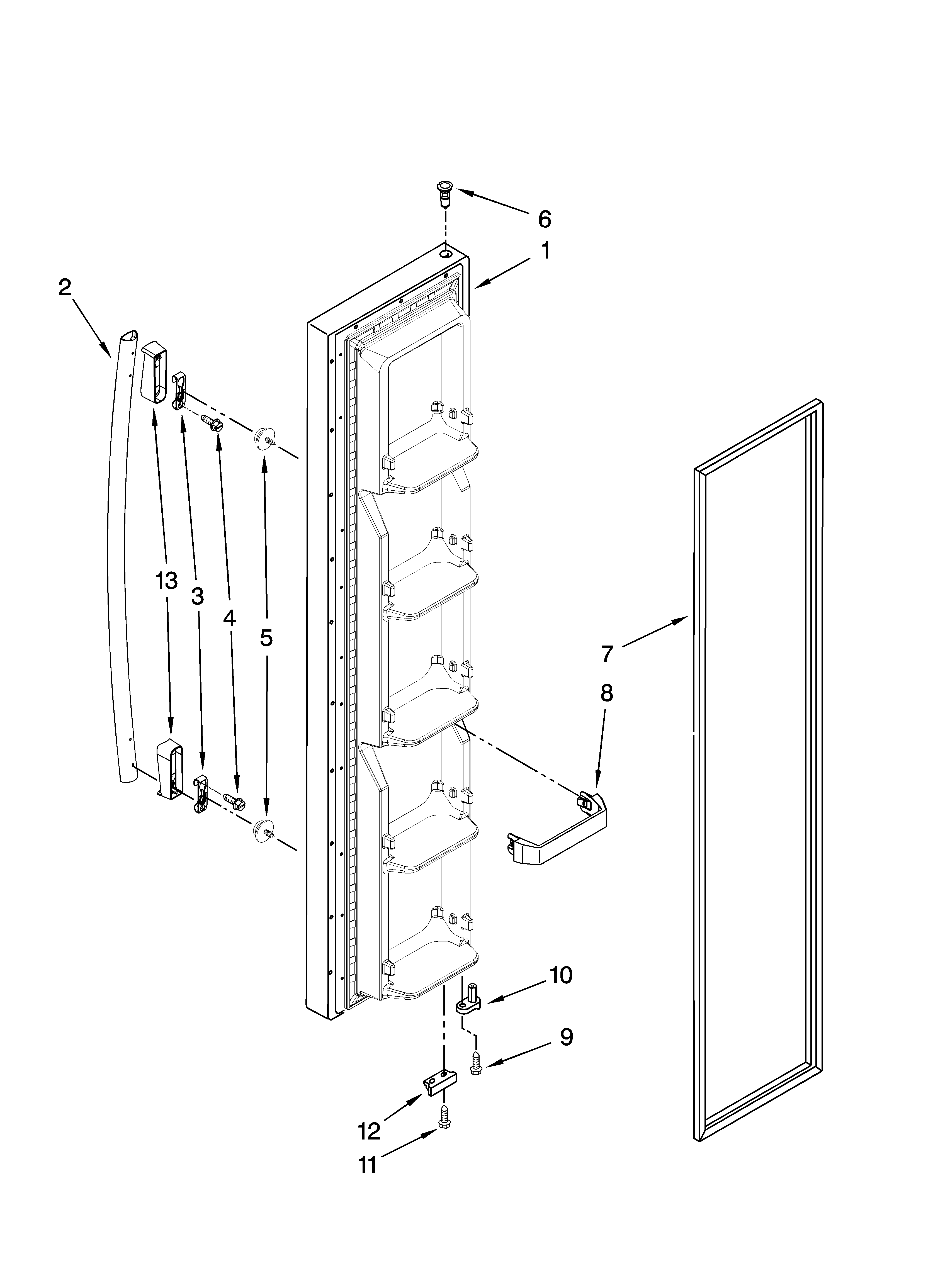 Whirlpool 5ED2FHKXVQ00 freezer door parts diagram