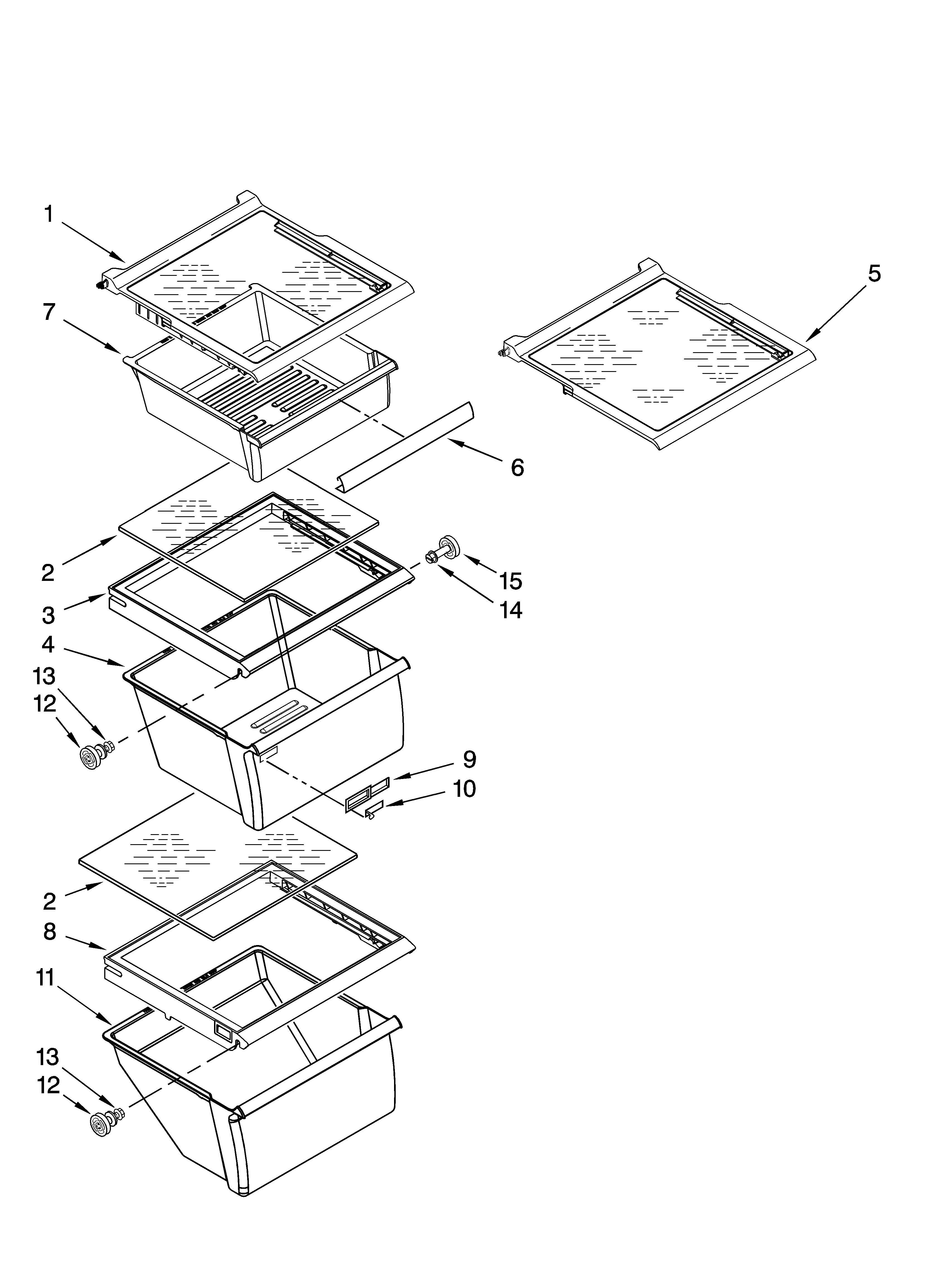 Whirlpool ED5GVEXVD00 refrigerator shelf parts diagram