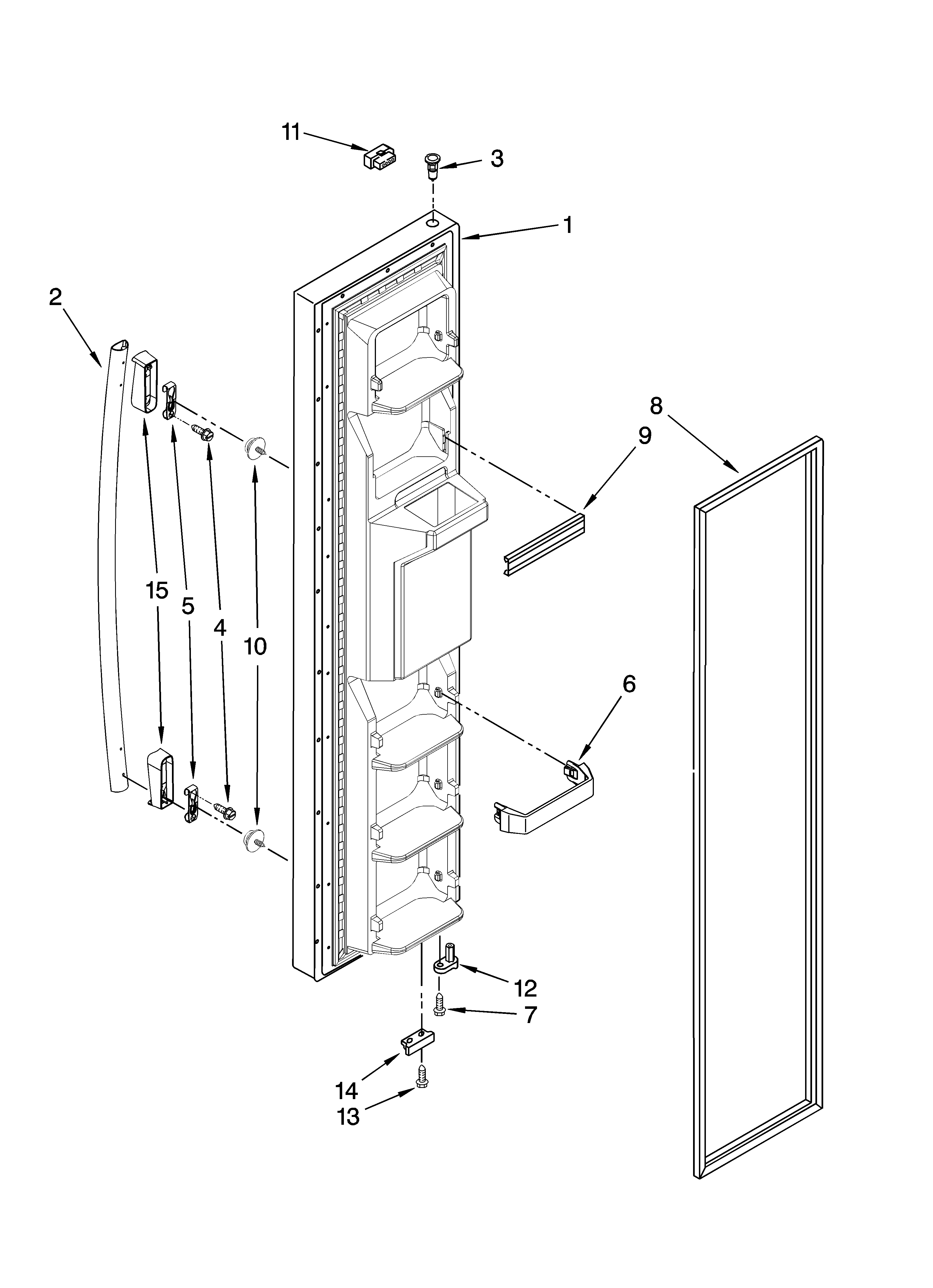Whirlpool ED5GVEXVD00 freezer door parts diagram