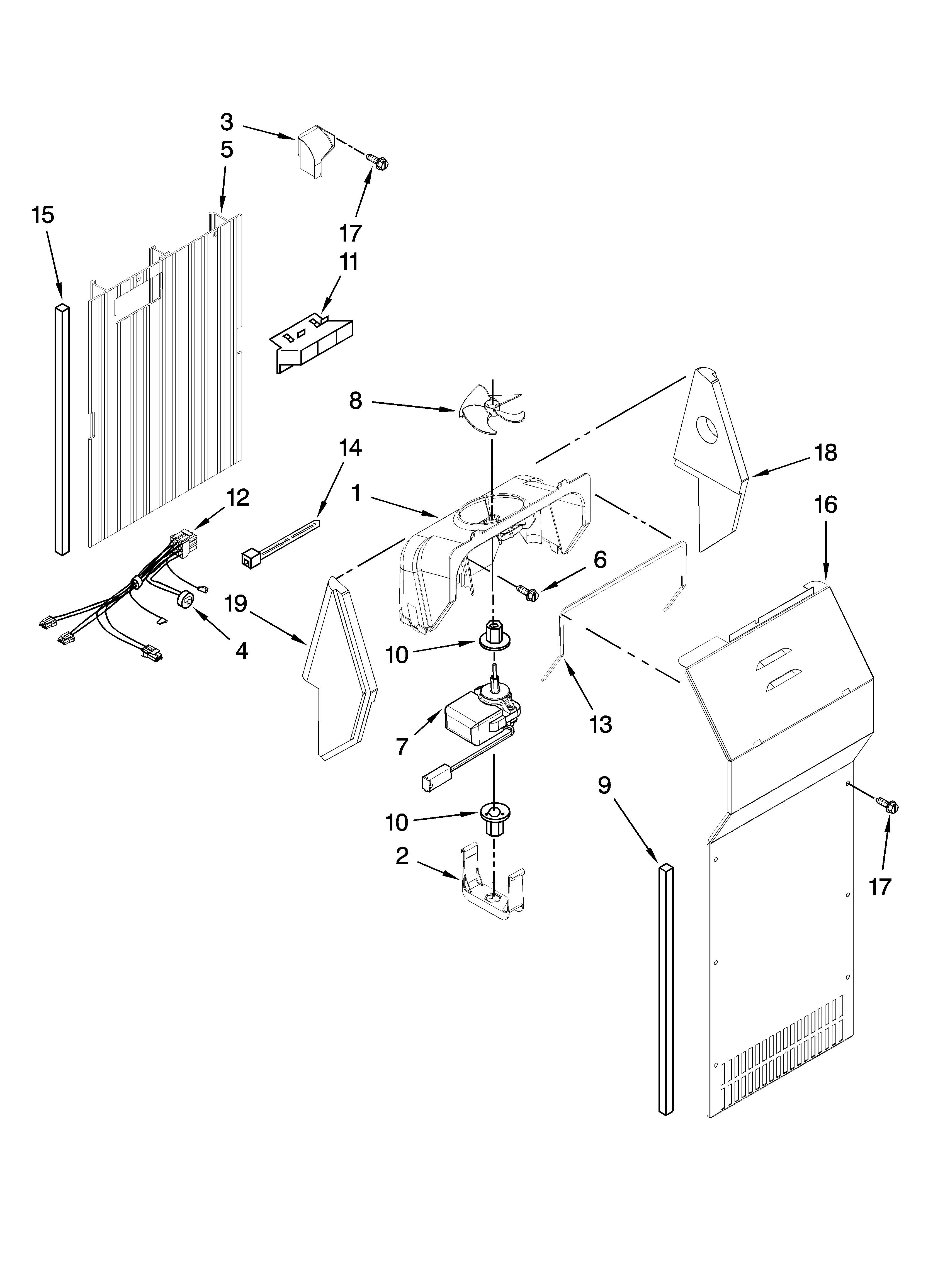 Whirlpool ED5GVEXVD00 air flow parts diagram