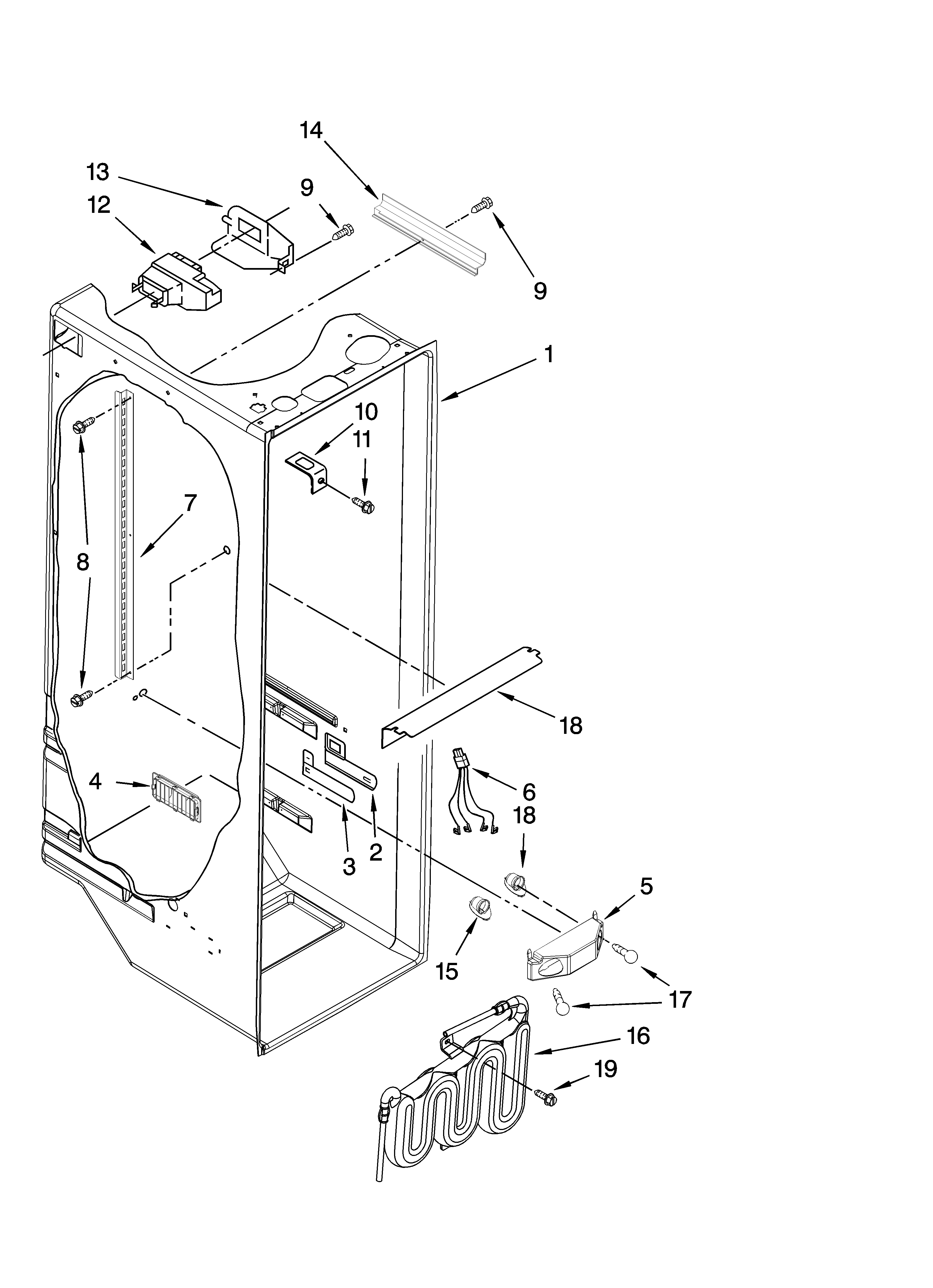 Whirlpool ED5HHAXVL02 refrigerator liner parts diagram