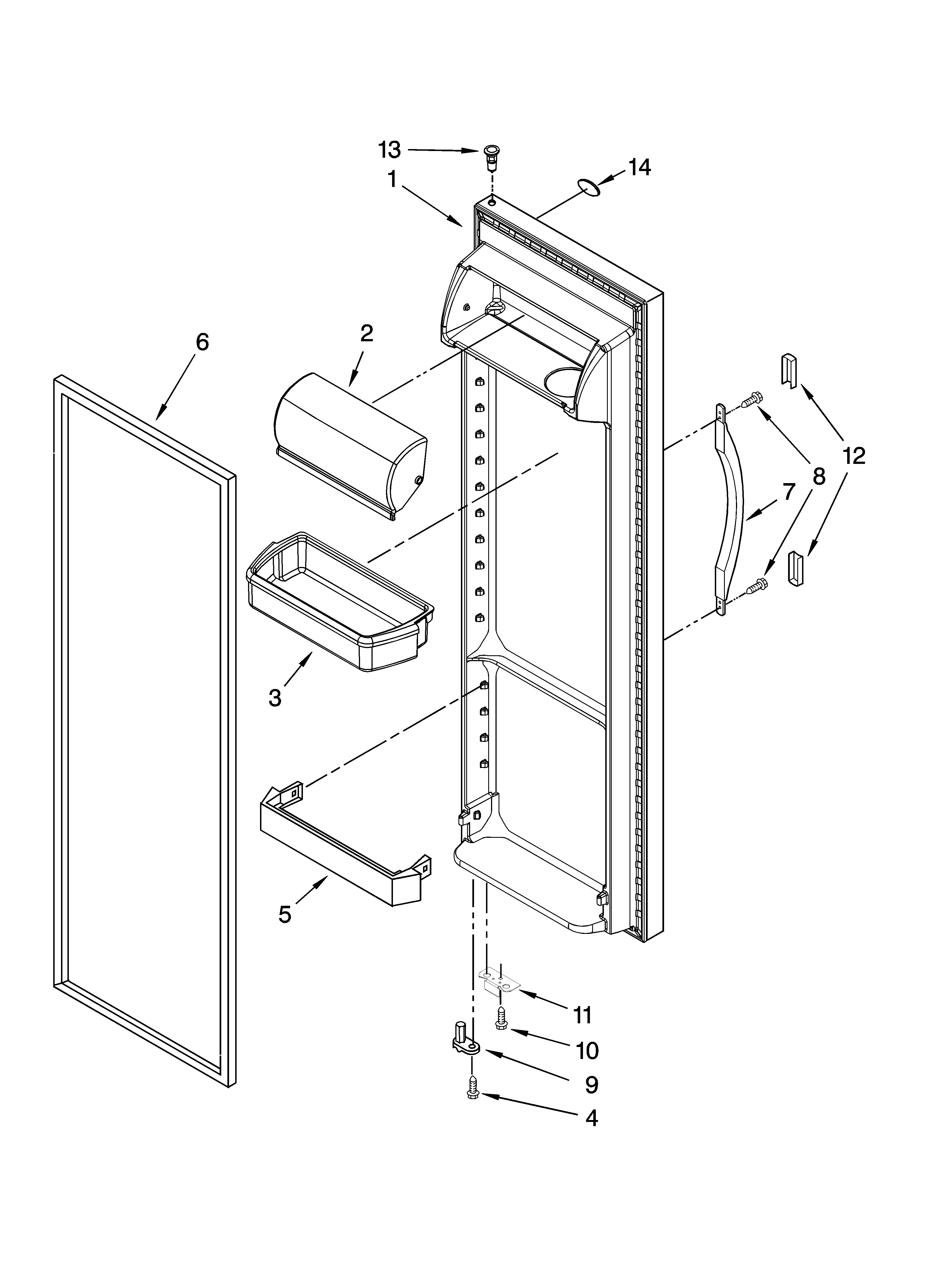 Whirlpool ED5HHAXVL02 refrigerator door parts diagram