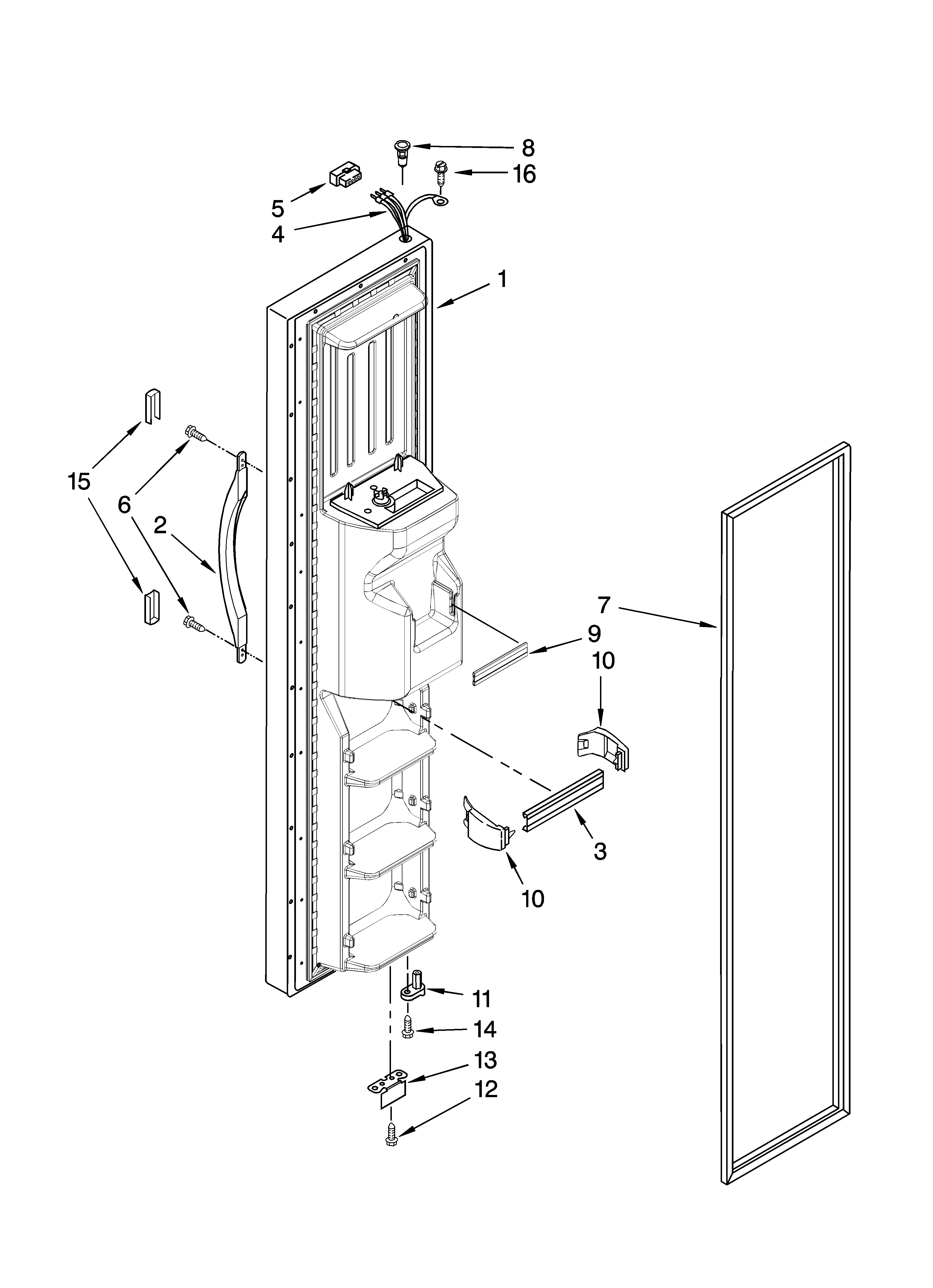 Whirlpool ED5HHAXVL02 freezer door parts diagram